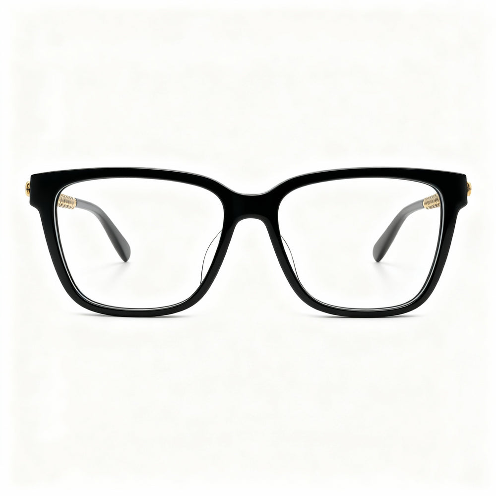 Gafas de vista Chopard Vch333w para mujer, de acetato, metal, montura completa, cuadradas, color negro y dorado, 55-16-140