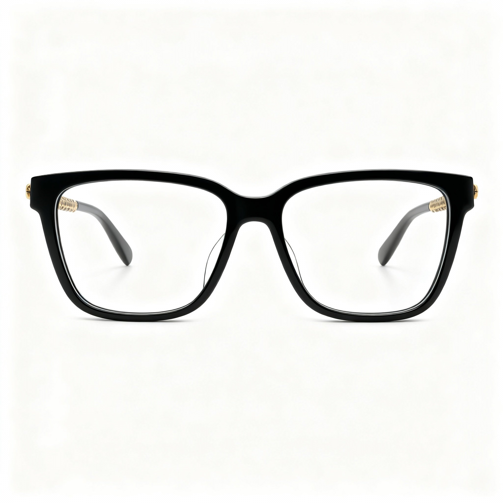 Chopard Vch333w Women's Black Gold Acetate Metal Combination Full Rim Square Eyeglasses 55-16-140