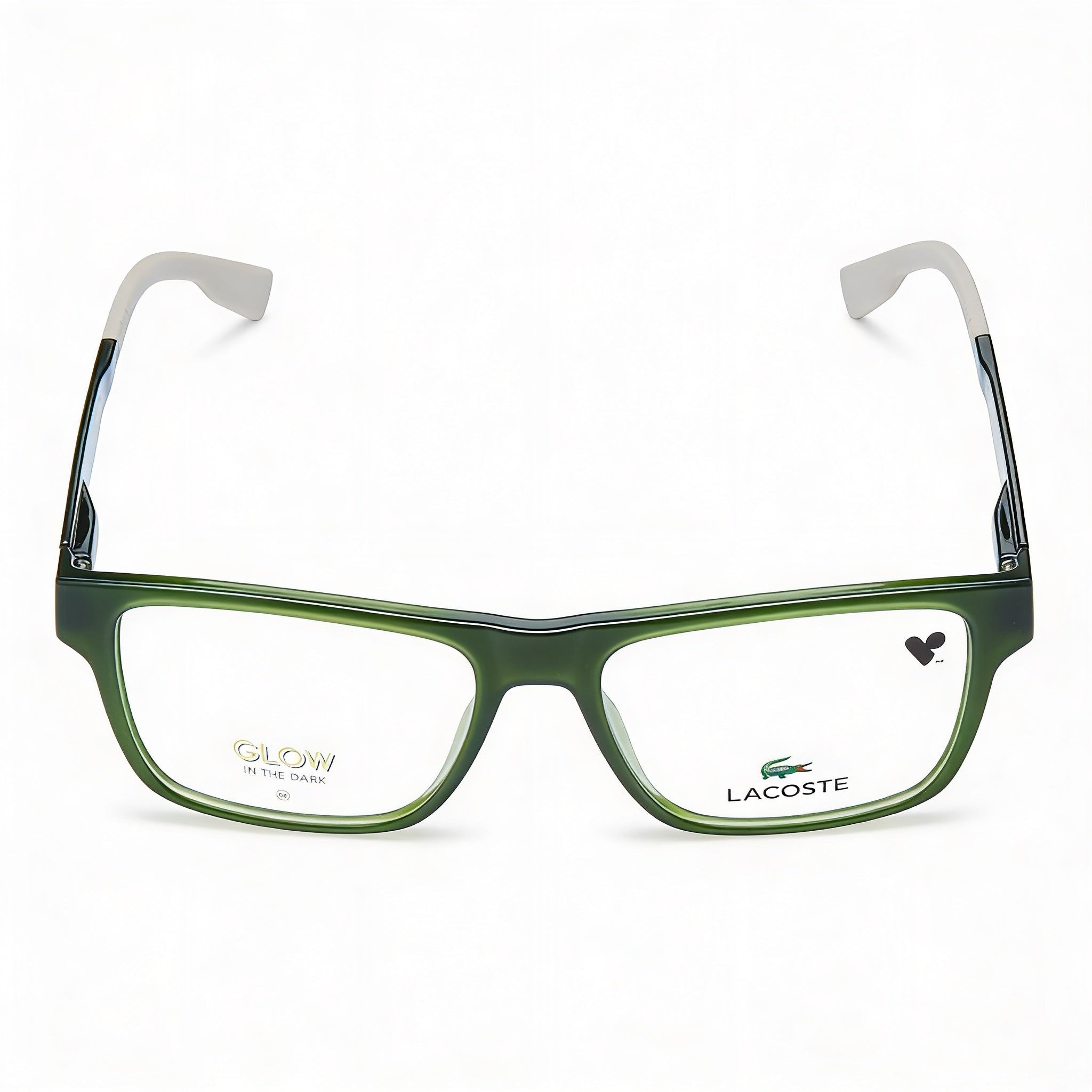 Lacoste Modern Women's Eyewear, featuring an Injected Frame in Green Lumi and Polycarbonate Lenses, Size 49mm, Photo 2