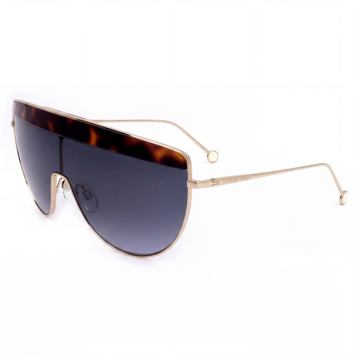 Tommy Hilfiger TH 1807/S Women's Gold Stainless Steel Shield Dark Gradient Grey UV Protection Sunglasses 99mm, Photo 1
