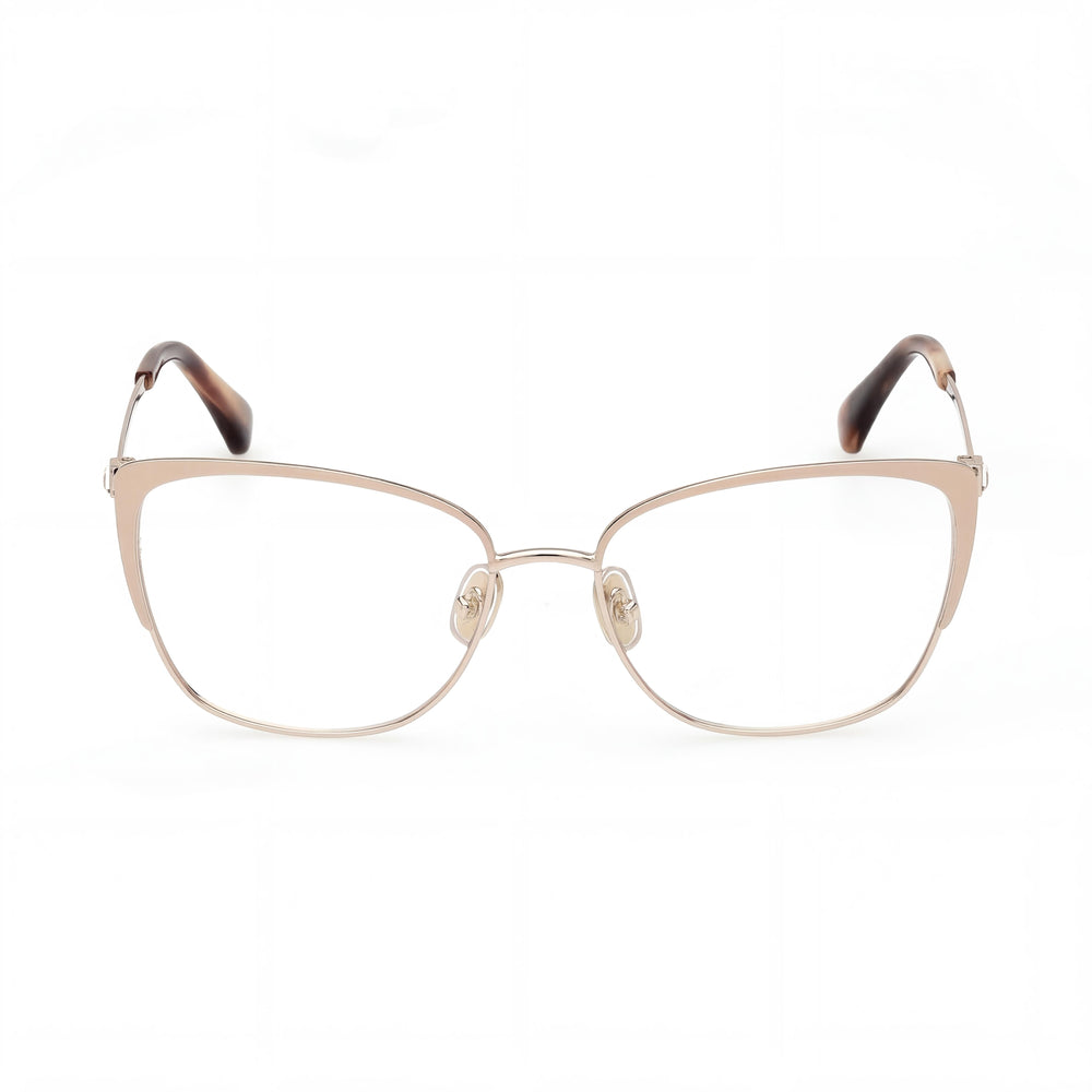 MaxMara Modern Women's Metal Frame Eyeglasses, Shiny Rose Gold With Ivory Enamel Frame, Shiny Rose Gold Lens, 55mm
