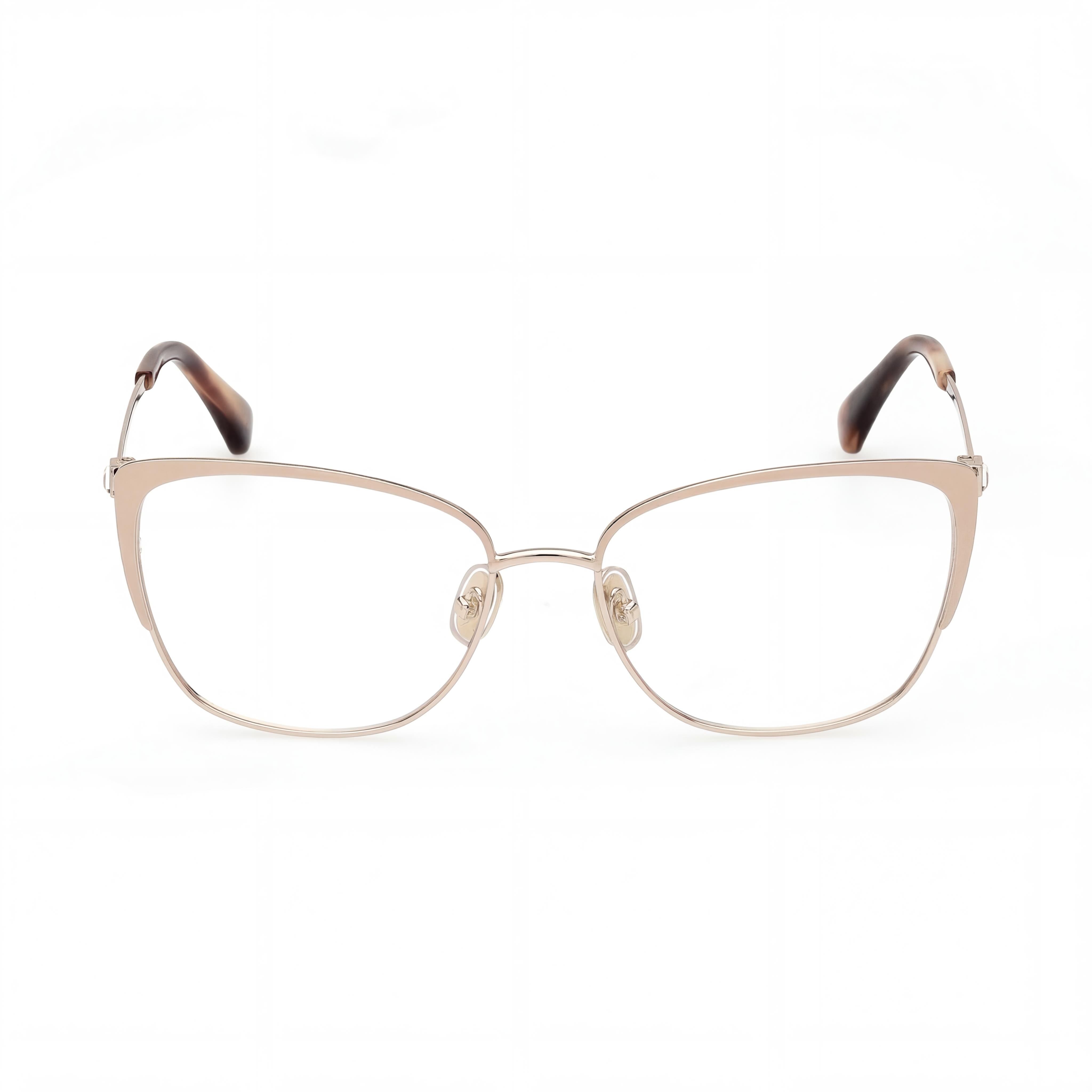 MaxMara Modern Women's Metal Frame Eyeglasses, Shiny Rose Gold With Ivory Enamel Frame, Shiny Rose Gold Lens, 55mm, Photo 2