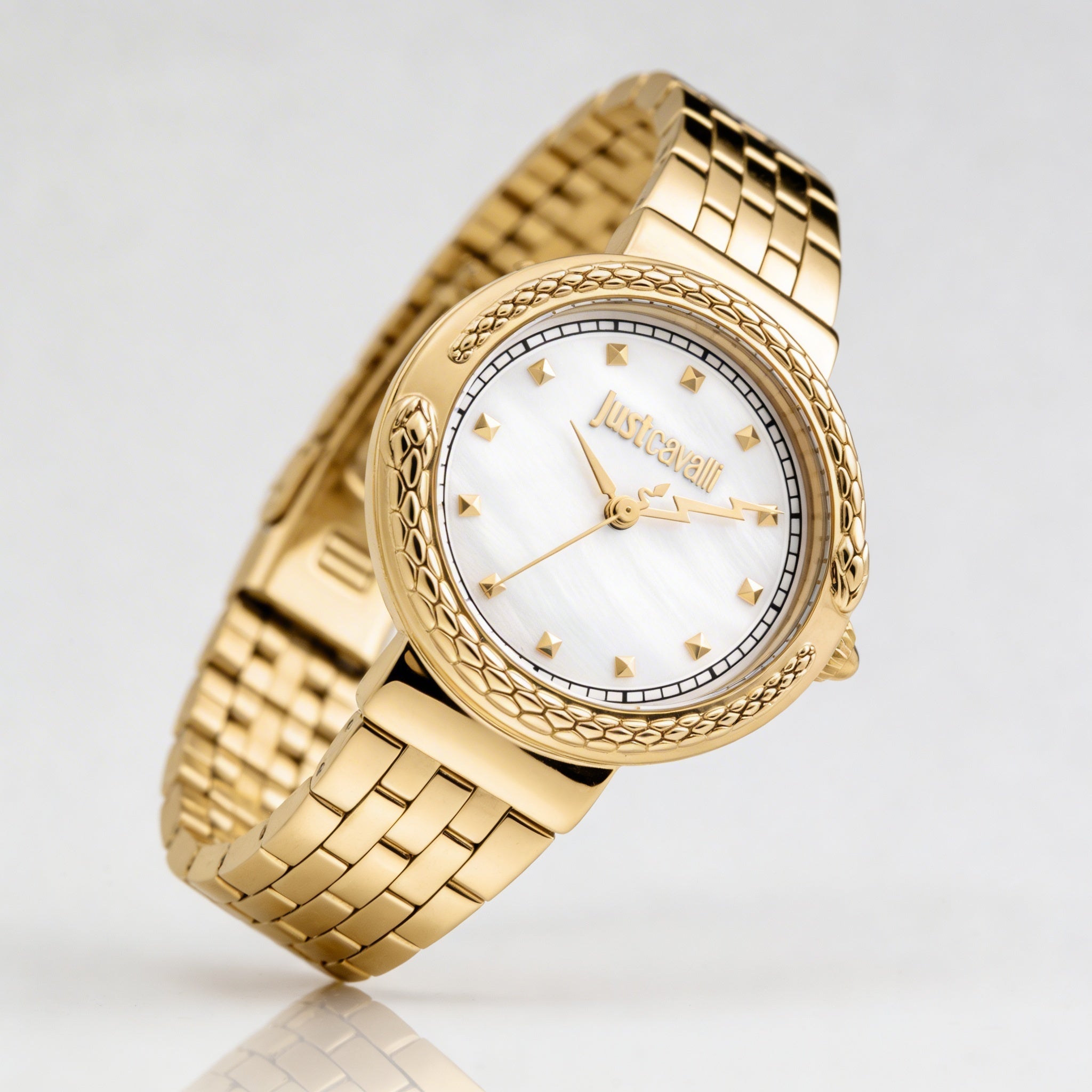 Reloj de pulsera para mujer Just Cavalli, con acabado en tono dorado y construcción resistente a los golpes., Photo 2