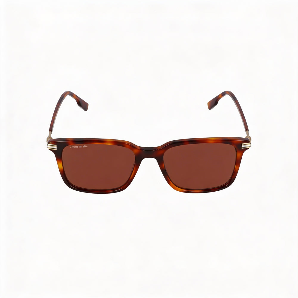 Gafas de sol Lacoste L6035s para hombre, montura de plástico gris metalizado, protección UV y lentes marrones de 53 mm