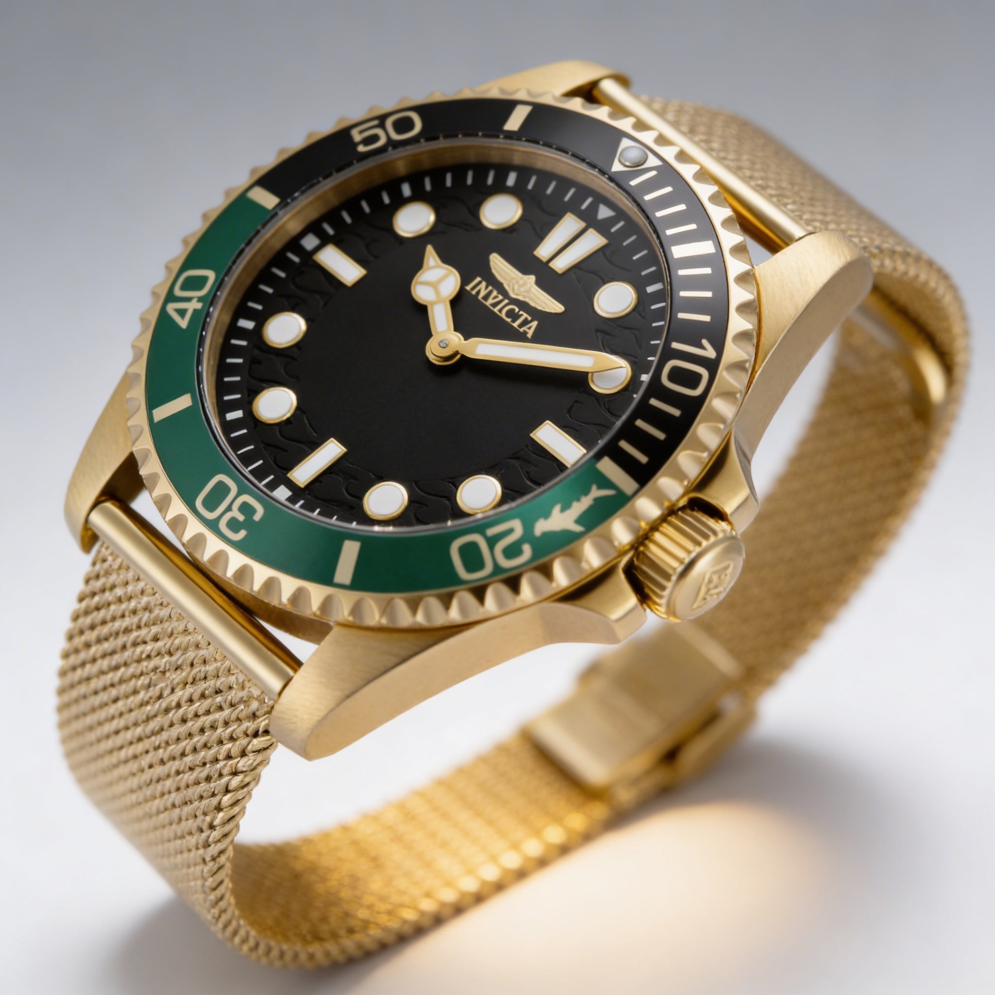 Reloj de cuarzo unisex Invicta Pro Diver 49692, caja y pulsera de acero inoxidable dorado, esfera negra, 43 mm, 10 ATM, Photo 1