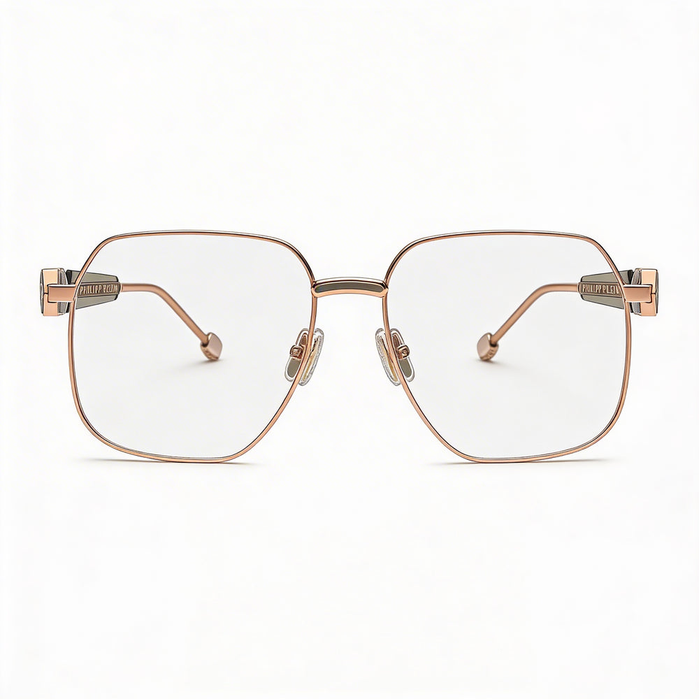 Gafas de vista Philipp Plein Vpp126s para mujer, de acero inoxidable, color cobre dorado brillante con detalles de color, 57-16-140