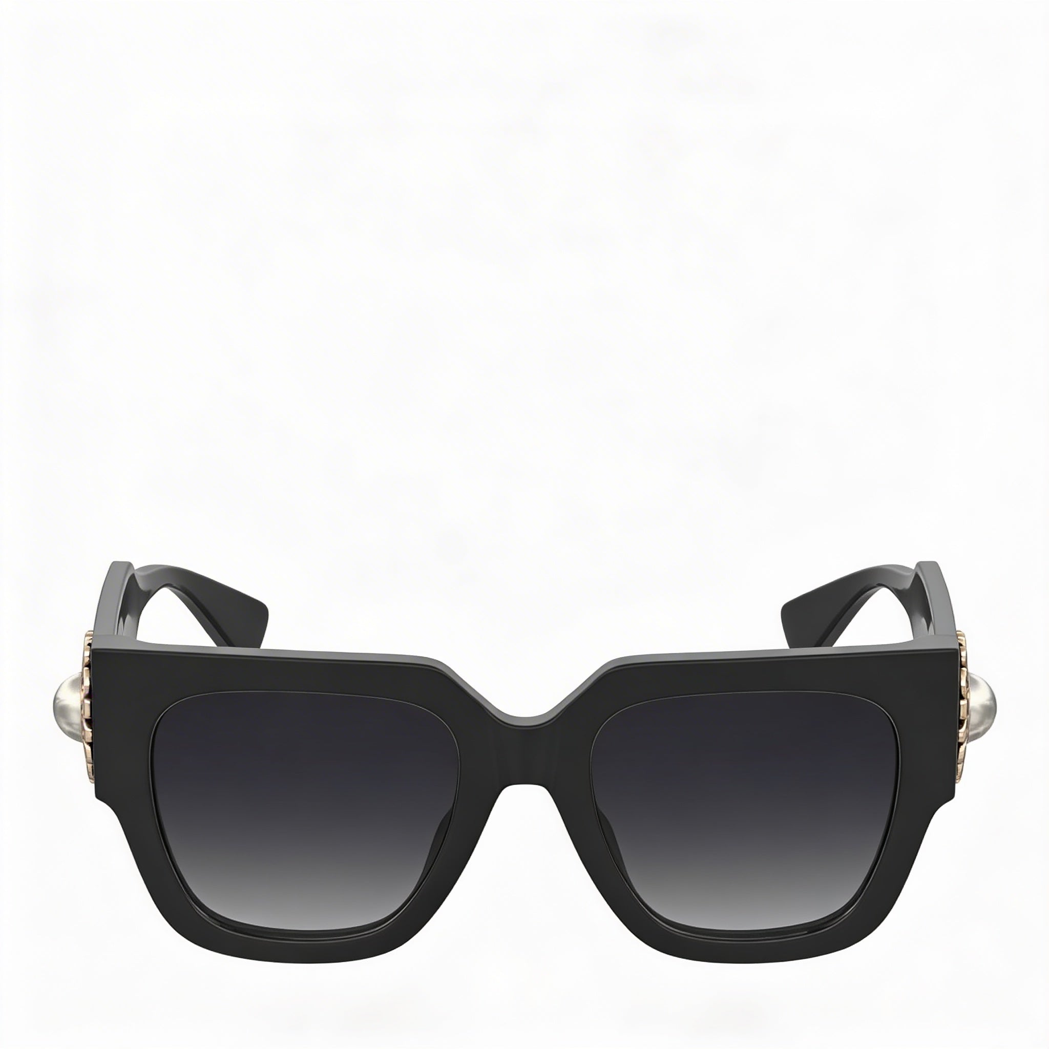 Gafas de sol Moschino con ribete metálico para mujer, de acetato negro degradado, color gris oscuro, con protección UV, 52 mm, Photo 2