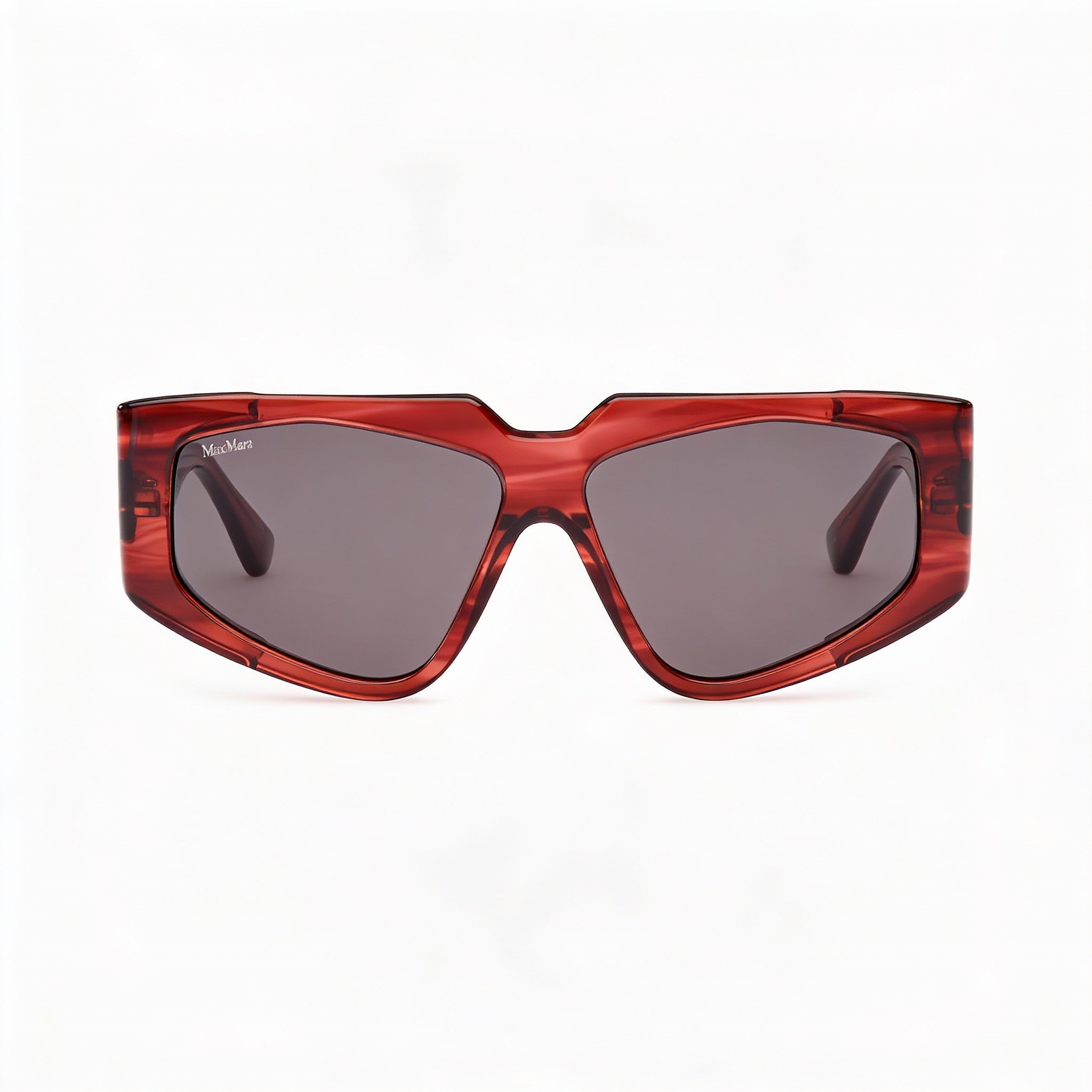 MaxMara Mm0125 Women's Acetate Red Striped Frame with Smoke Polycarbonate Lenses, Size 58-13-140 Eyewear, Photo 2