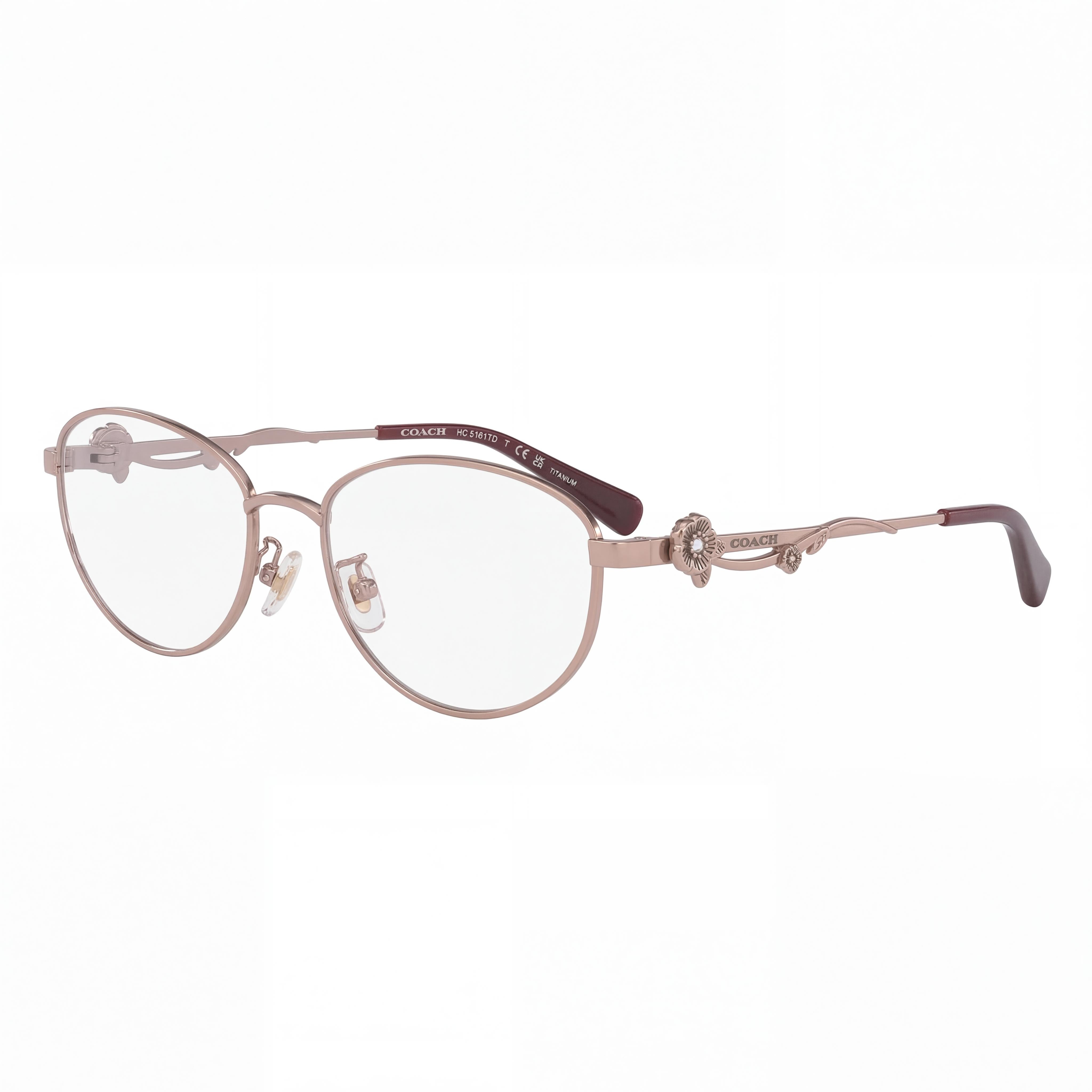 COACH Hc5161td Women's Shiny Rose Gold Oval Titanium 54mm Eyeglass Frames, Photo 1