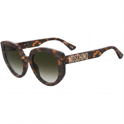 Moschino Casual Women's Acetate Havana Frame with Green Shaded Polycarbonate Lenses 53mm Sunglasses