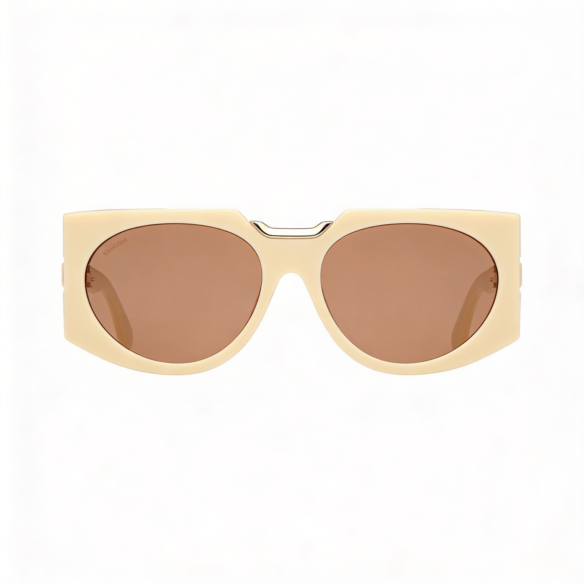 MaxMara Modern Women's Shiny Ivory Acetate Frame Sunglasses with Brown Plastic Lenses, Size 59-17-135, Photo 2