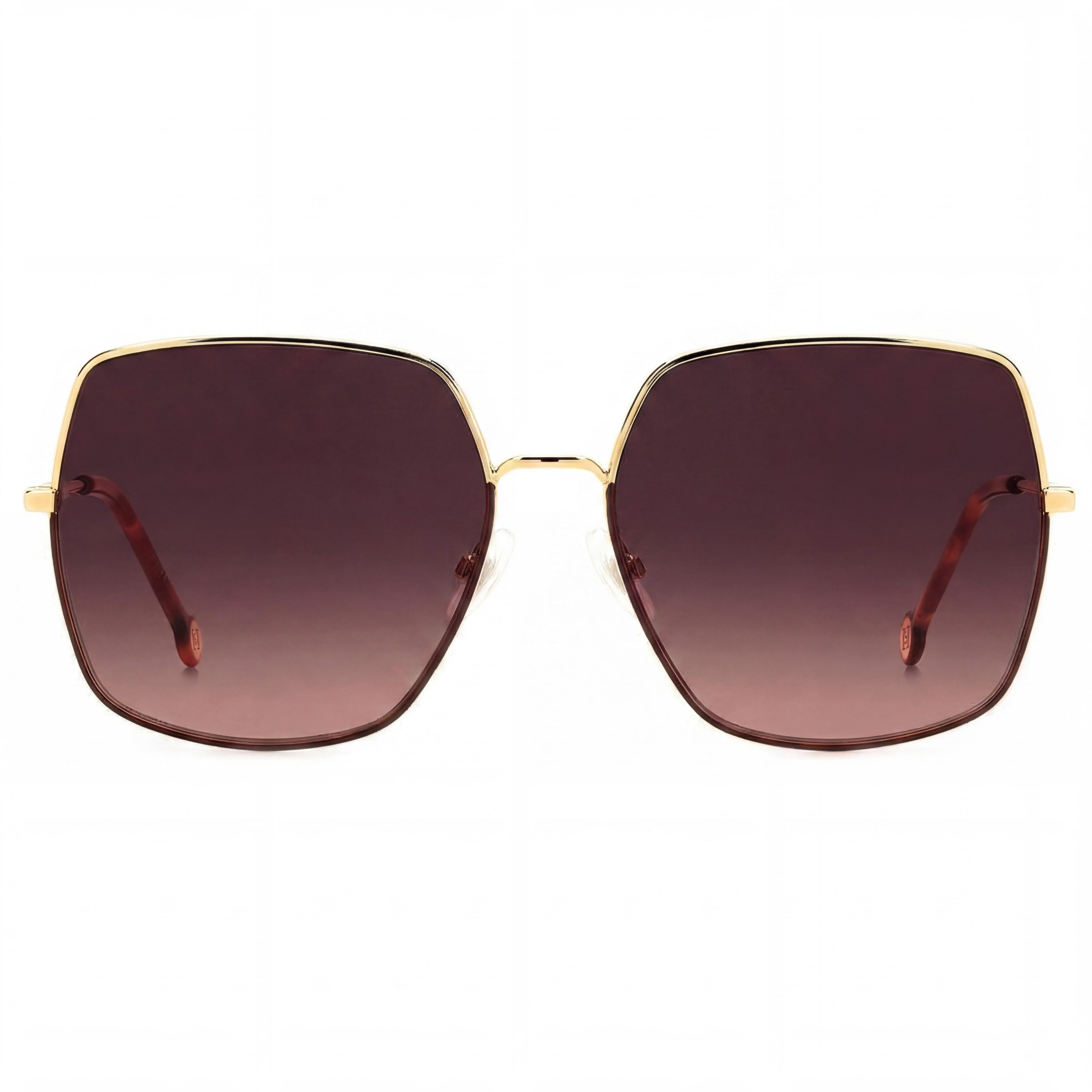 CAROLINA HERRERA Gafas de sol contemporáneas unisex de metal con protección UV, montura burdeos dorada, lentes rosadas de doble tono, 60 mm, Photo 2
