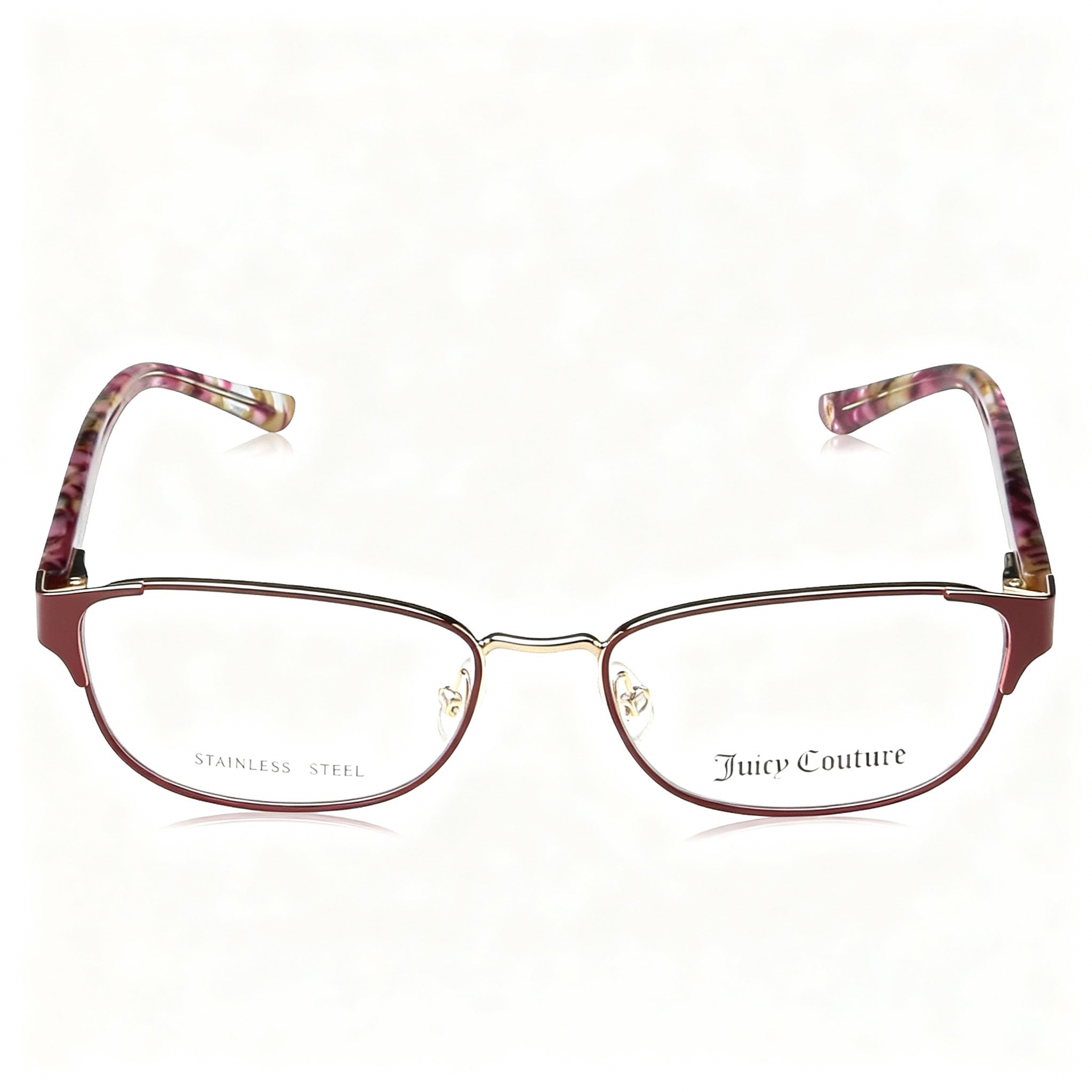 Juicy Couture JU 223 LHF 52 Women's Stainless Steel Eyeglasses Opal Burgundy Gold 52mm