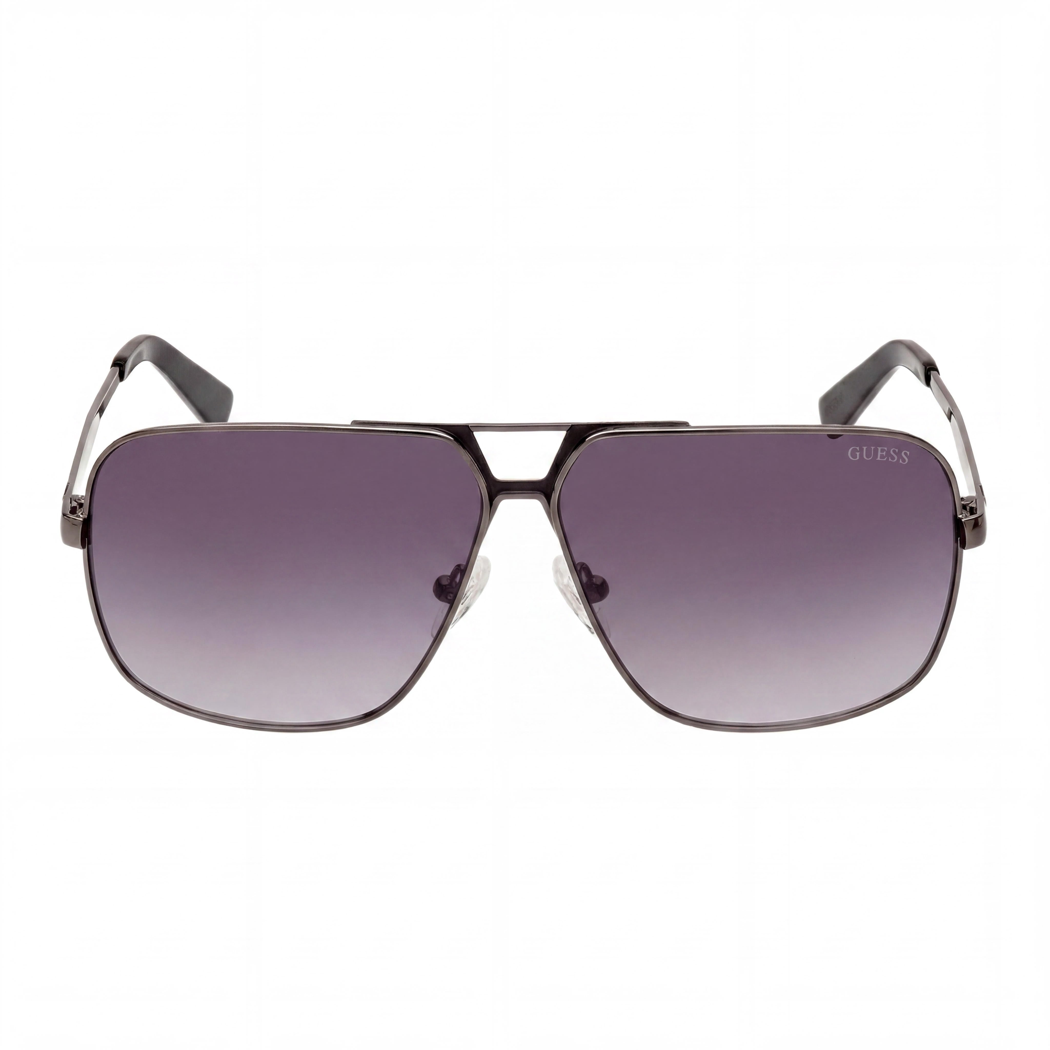 Gafas de sol de aviador GUESS para mujer, montura de metal brillante color plomo, lentes degradadas color humo, ancho de lente 61 mm, Photo 2