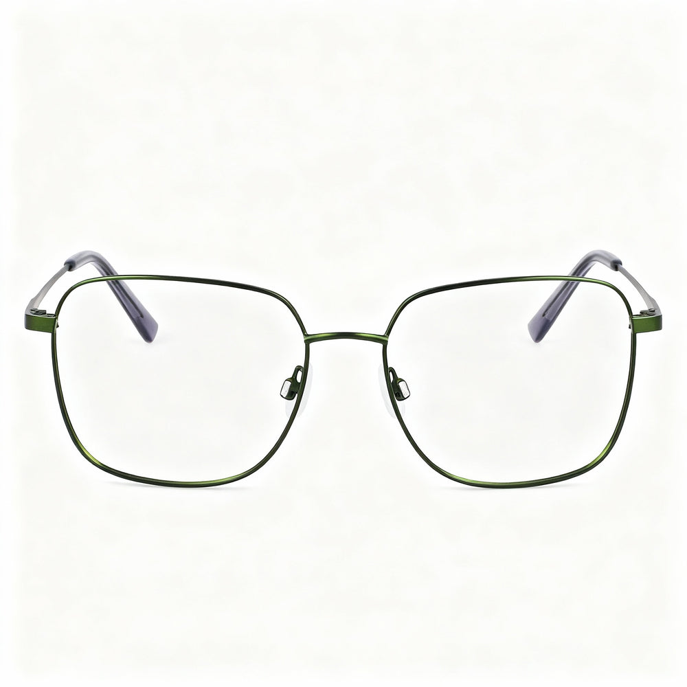 Flexon H6070 Men's Metal Eyeglass Frames with Clear Polycarbonate Lenses, Matte Moss, 53-17-145