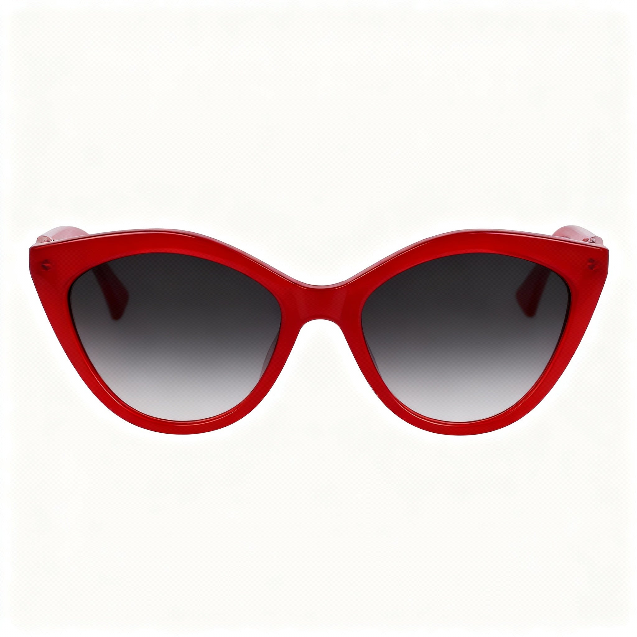 Longchamp Cat Eye Unisex Red Gradient Green Acetate Frame Sunglasses with Red Polycarbonate Lenses, 100% UV Protection, 56mm