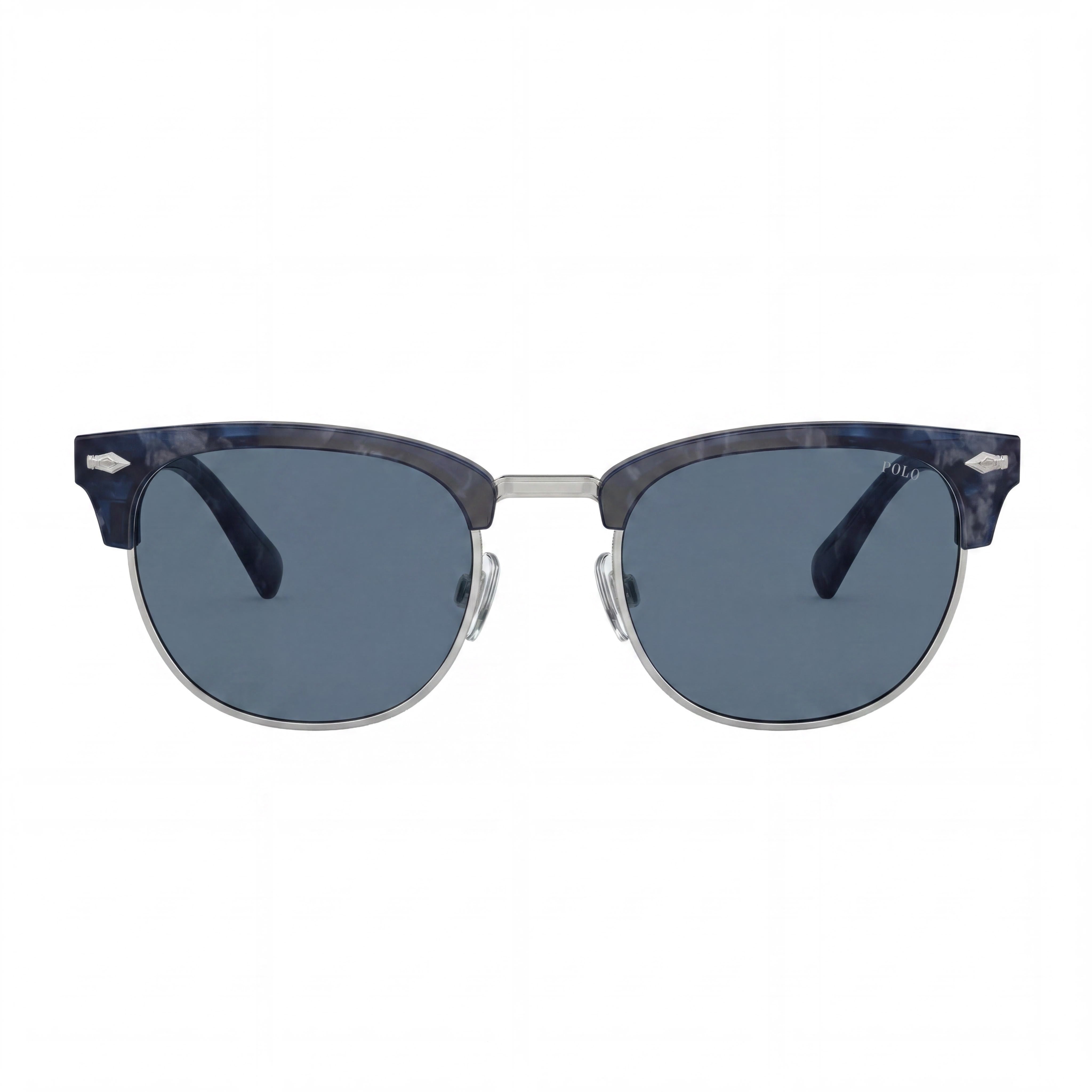 POLO RALPH LAUREN Ph4217 Gafas de sol de plástico redondas para hombre Azul Brillante Habana Lentes Azul Oscuro Protección UV No polarizadas 53mm, Photo 2