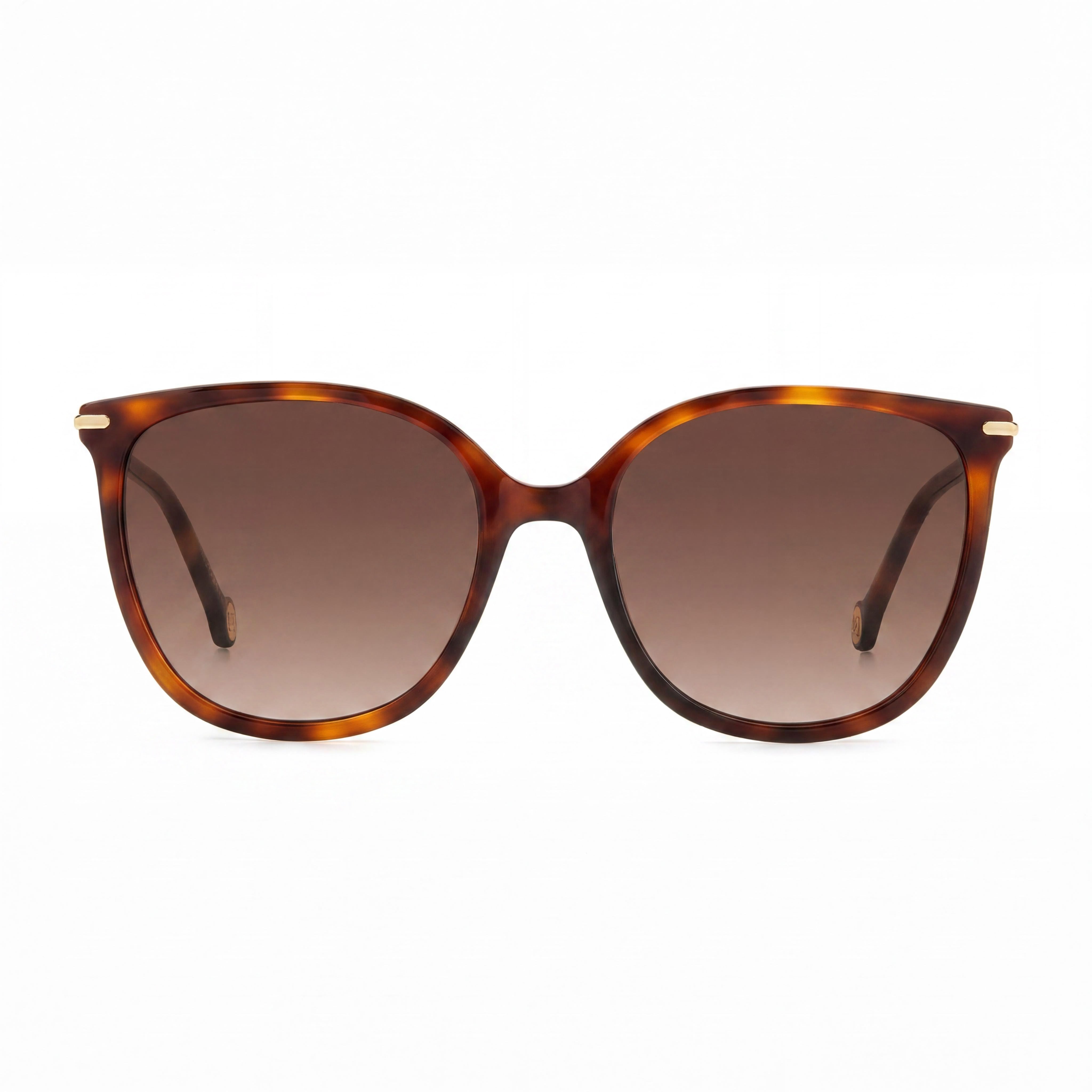Gafas de sol de acetato Carolina Herrera modernas para mujer con montura Habana marrón y lentes no polarizadas marrones degradadas de 55 mm, Photo 2
