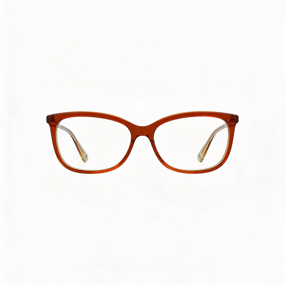 Longchamp Modern Men’s Eyewear with Alloy Steel Construction, Featuring Caramel Frame and Polycarbonate Lenses in Caramel, 54mm