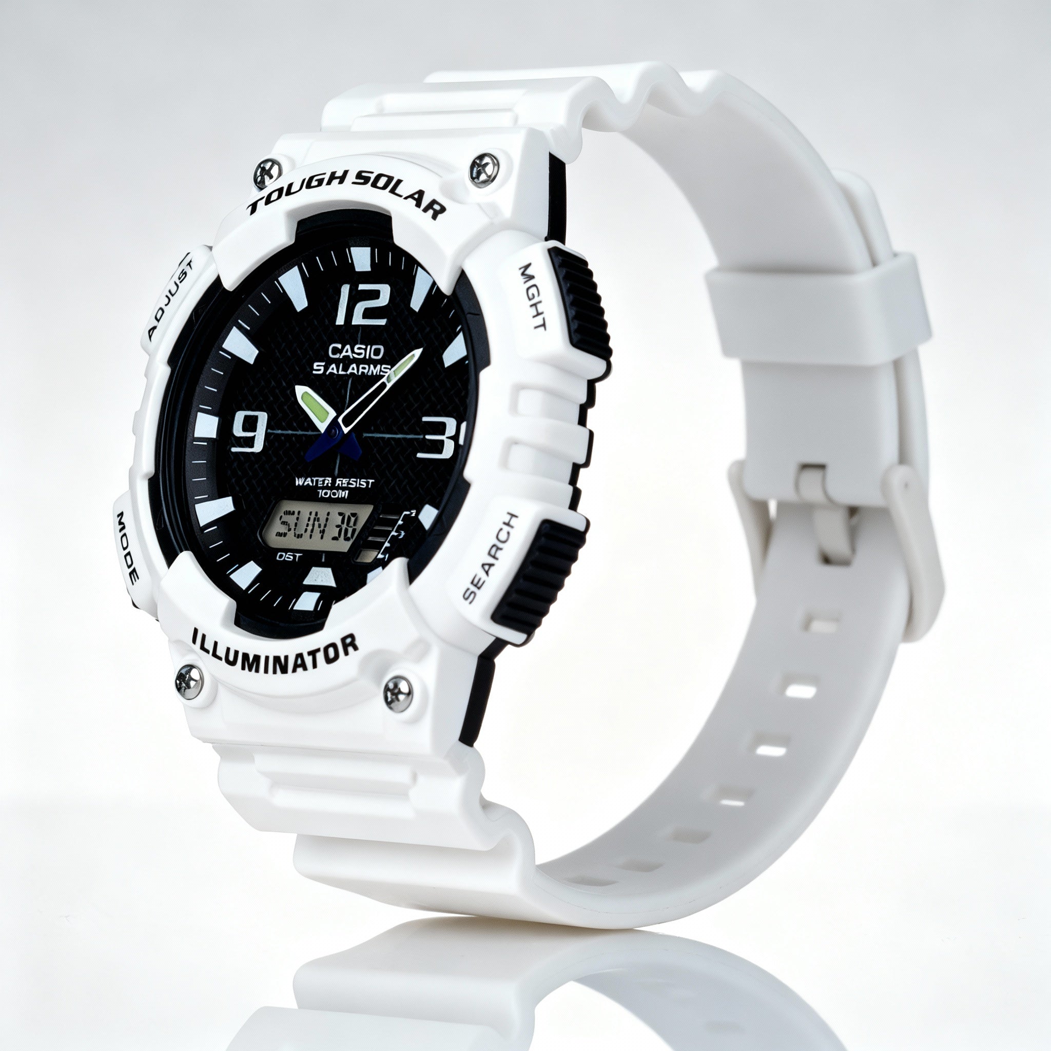 Casio AQ-S810WC-7AV Men's White Analog Digital Tough Solar 100M Water Resistant Quartz Sport Watch 46mm