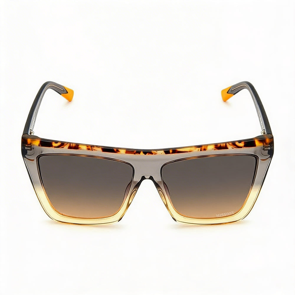 M Missoni Classic Unisex Flat Top Acetate Sunglasses, Grey Ochre Frame, Brown Ochre Non-Polarized Lens, 59mm