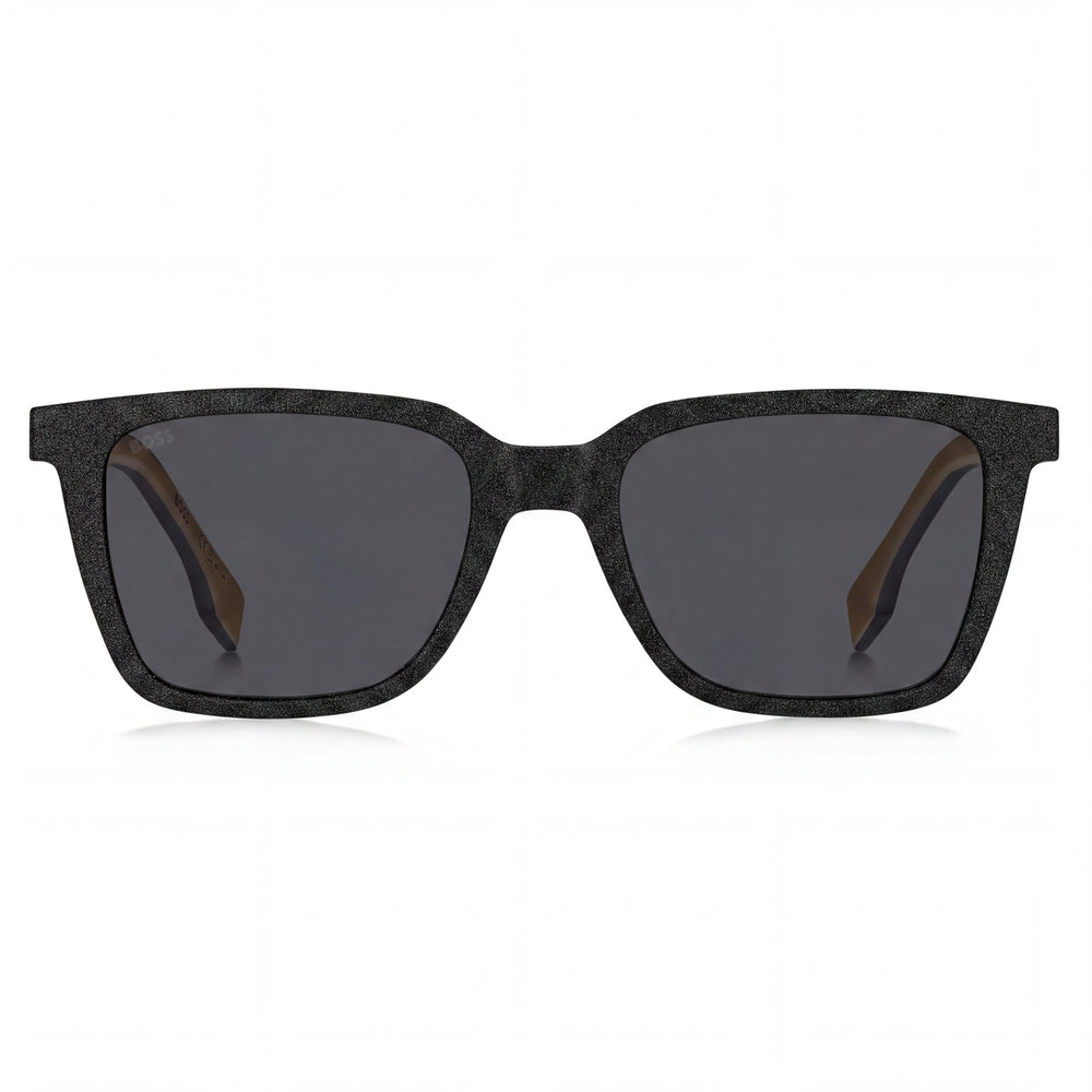 Gafas de sol rectangulares Hugo Boss para hombre funcionales y cómodas, de plástico, color negro, beige, gris, con lentes grises de 53 mm