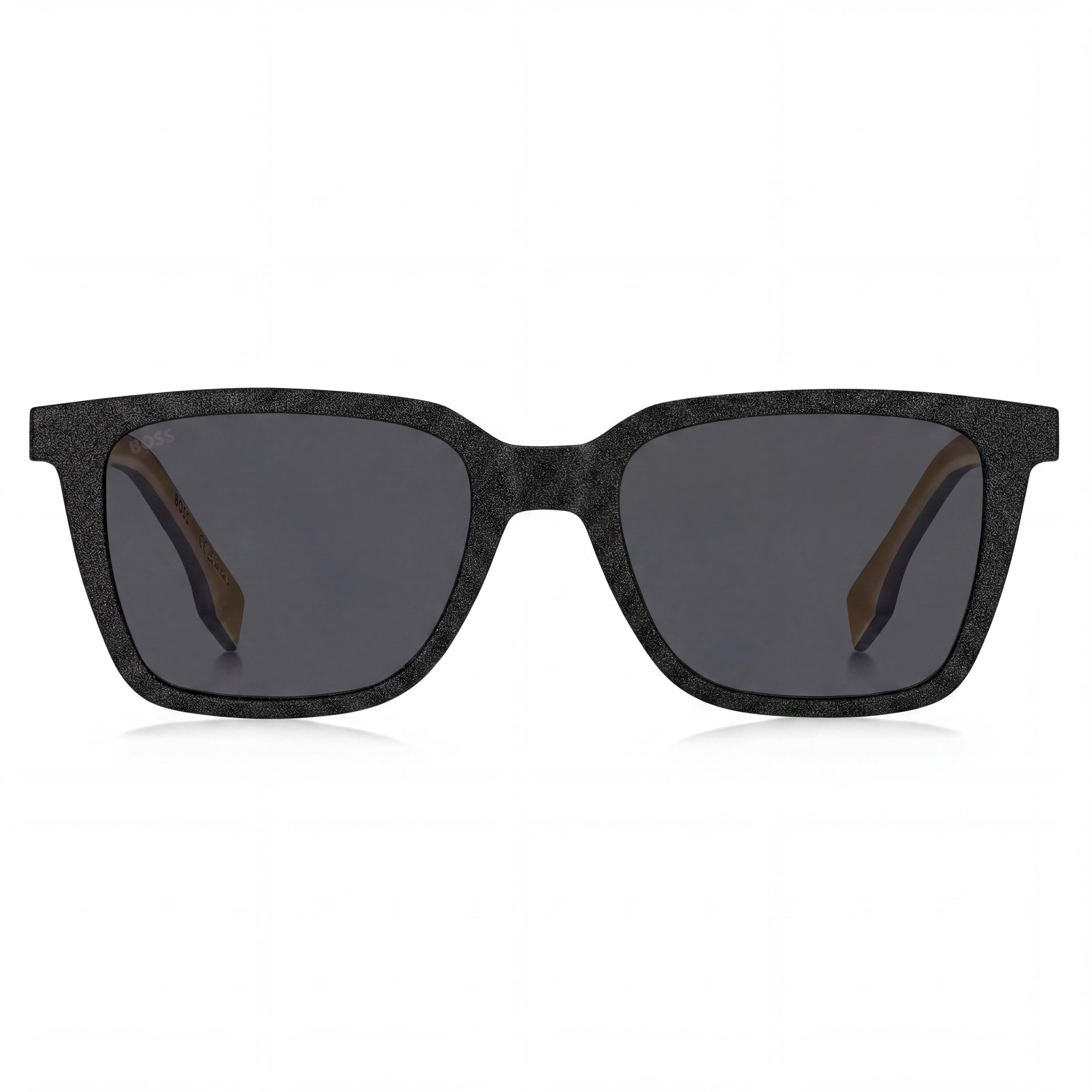 Hugo Boss Men's Functional & Comfort Plastic Black Beige Grey Rectangular Frame Grey Lens 53mm Sunglasses, Photo 2