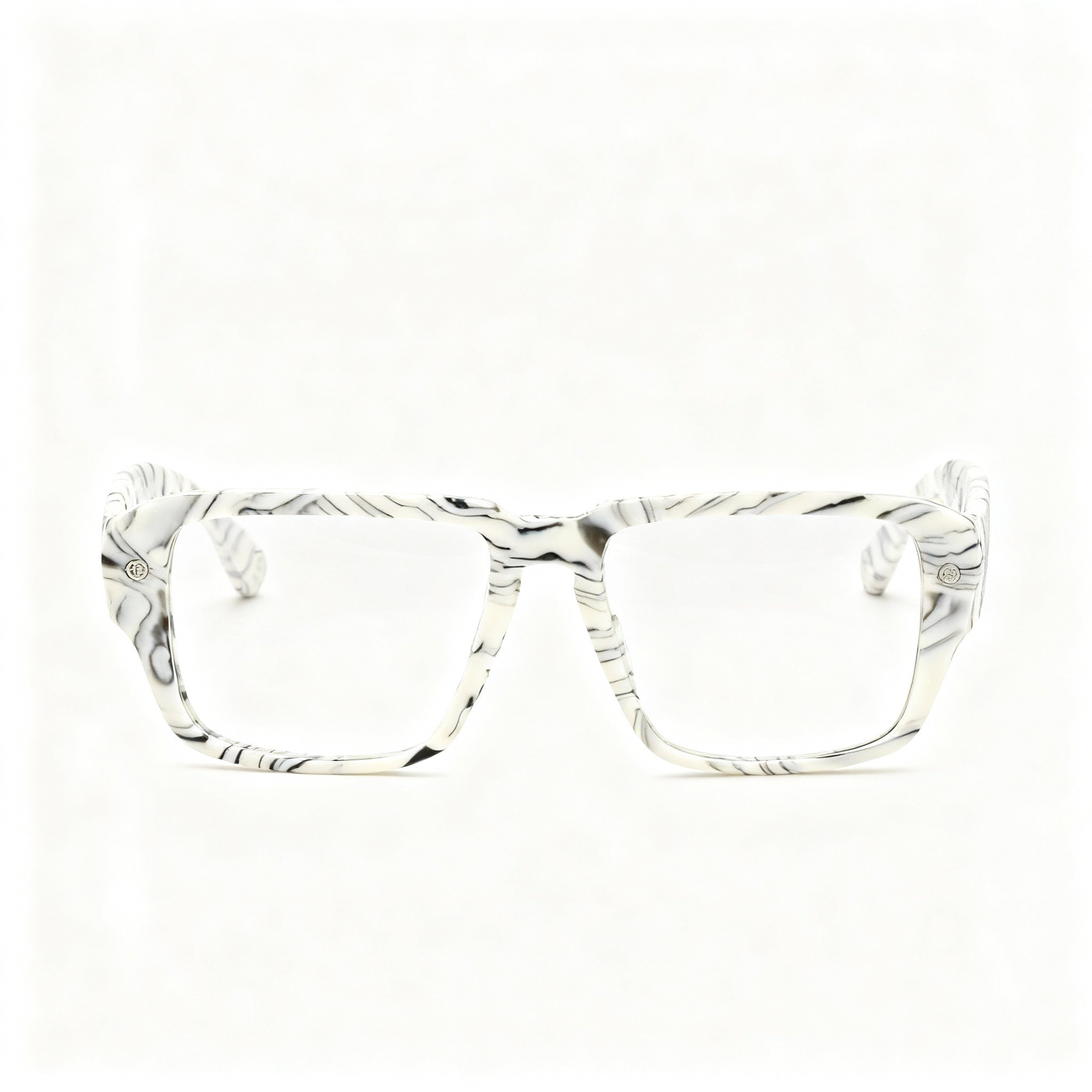 Philipp Plein VPP081 Women's Classical Plastic Optical Eyeglasses Frames Marmorized Ivory 55-17-145