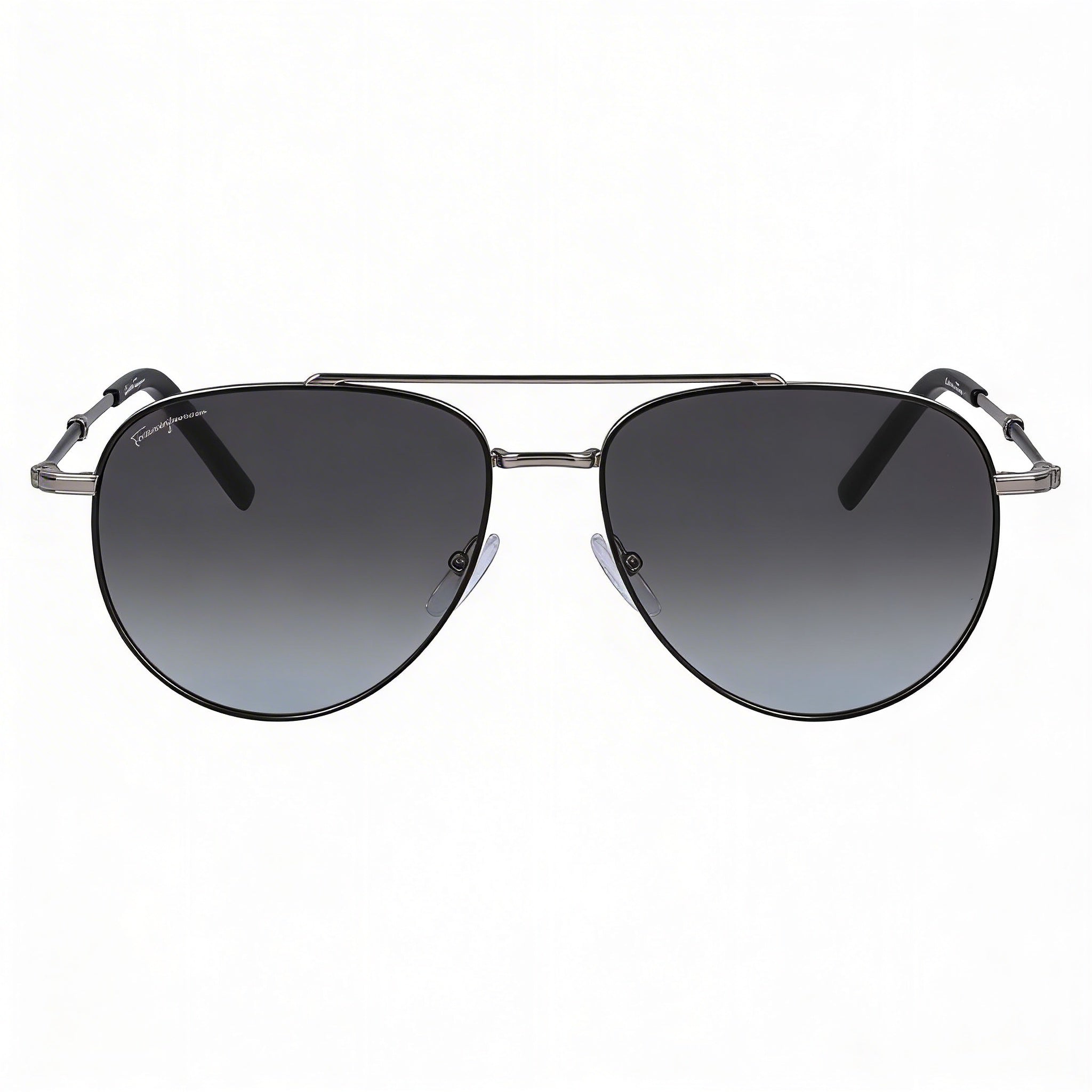 Ferragamo SF 226S Men Pilot Full-Rim Metal Frame Black Gradient Grey Lens 58mm Sunglasses, Photo 2