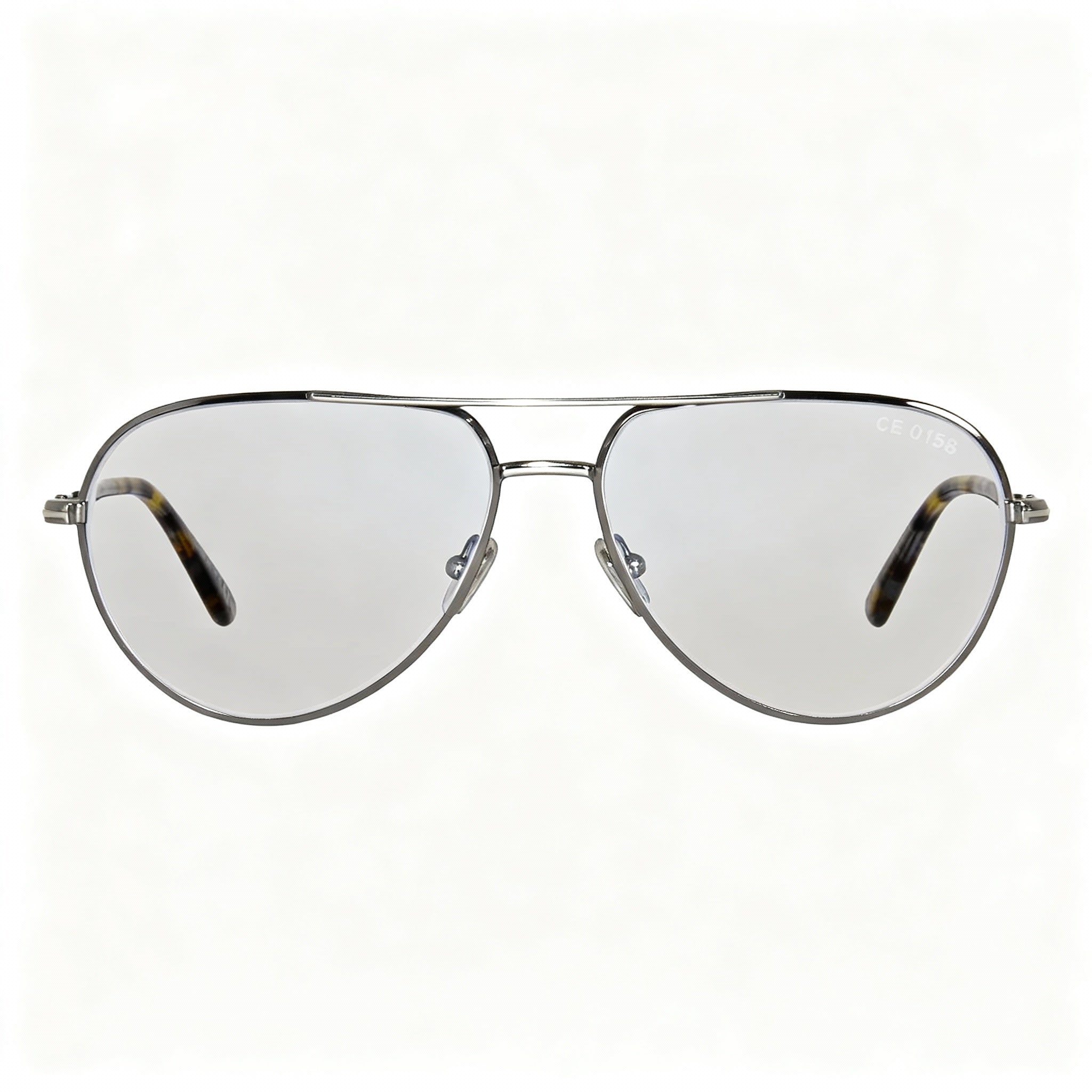 Tom Ford Modern FT5829-B Men's Shiny Dark Gunmetal Metal Blue-Light Block Eyeglasses 57-14-145