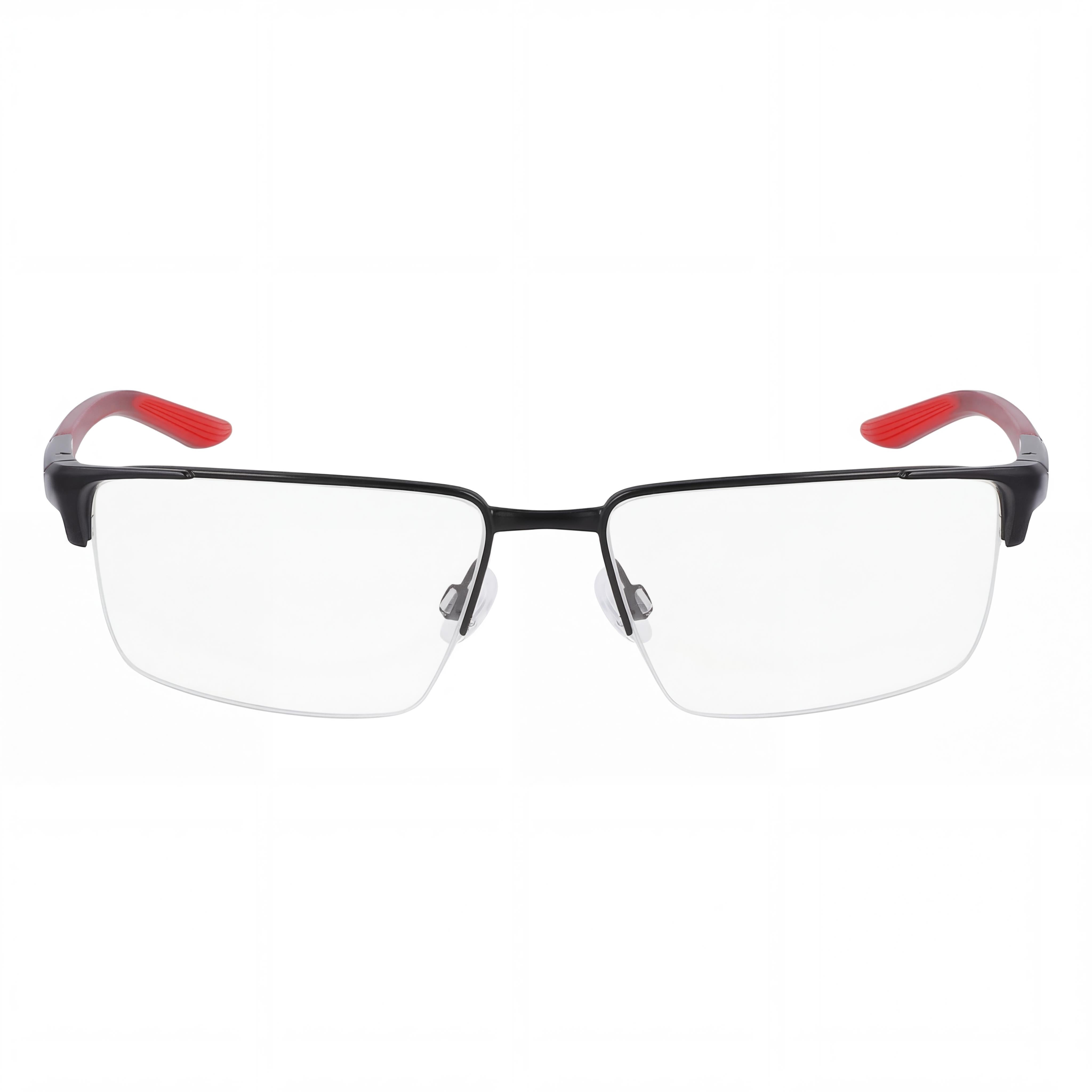 Nike NIKE 8054 Gafas Metálicas Rectangulares Negro Satinado Rojo Equipo Mate Unisex 55mm, Photo 2