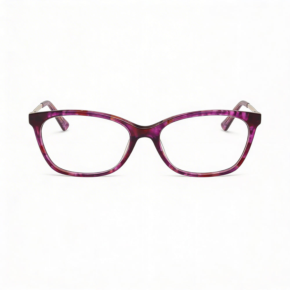 Gafas de moda GUESS para mujer con montura de plástico violeta Habana y lentes de policarbonato, lentes de 53 mm, puente de 16 mm, patillas de 140 mm
