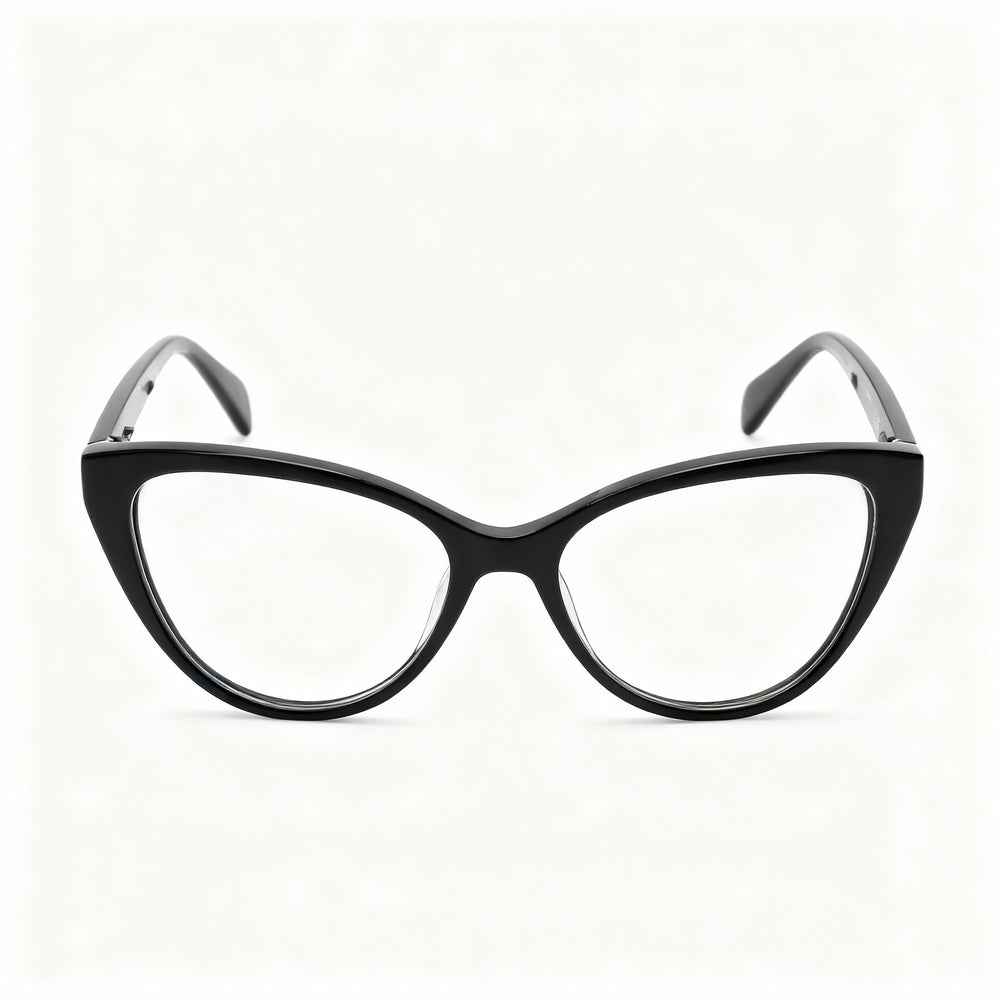 TOUS Butterfly Women's Full-Rim Optical Glasses with Shiny Black Cellulose Acetate Frames 54-16-135