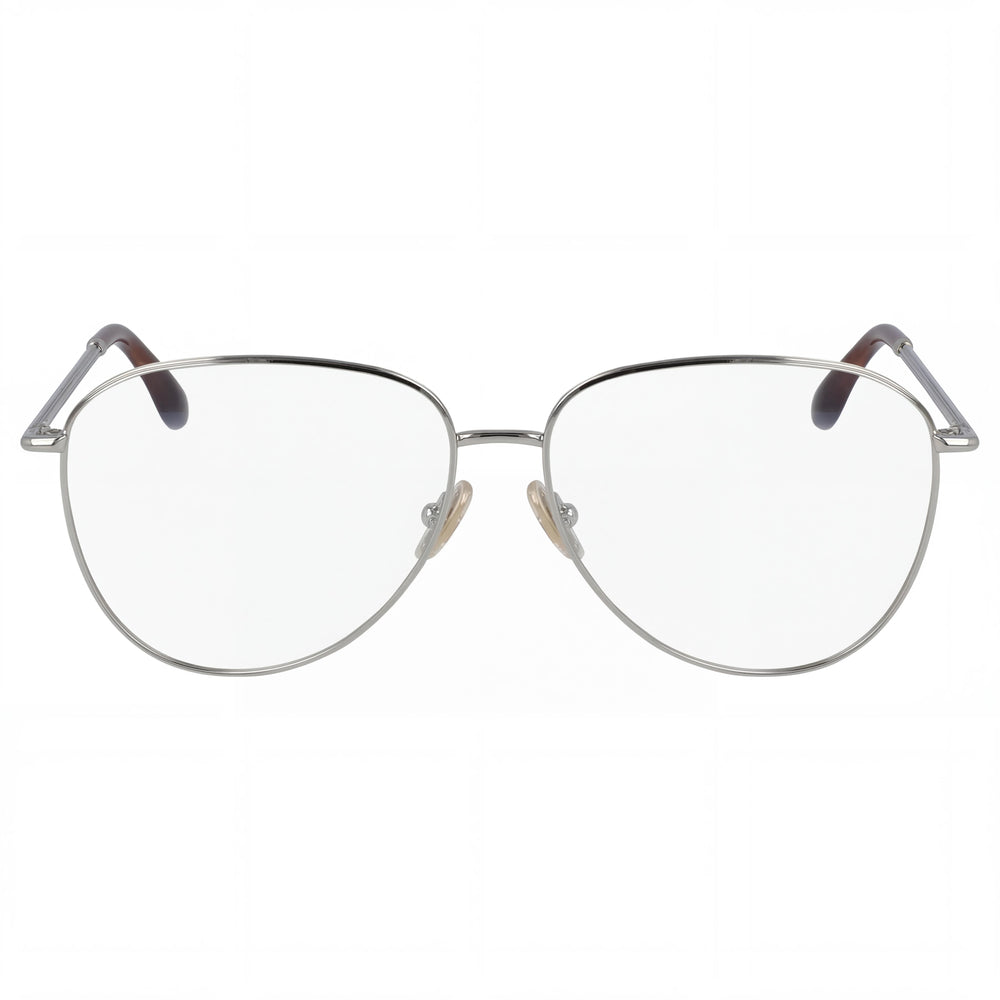 Gafas de sol unisex modernas Victoria Beckham VB2116 con montura de acetato plateado y lentes plateadas, tamaño 57 mm