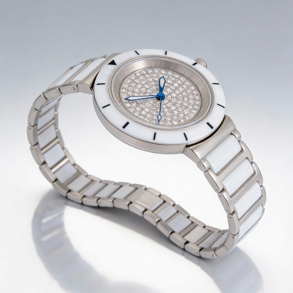 Oniss Women's Toulon ON7260 Quartz Watch with Silver-Tone Stainless Steel Case & Bracelet, Silver Dial, Scratch Resistant Mineral