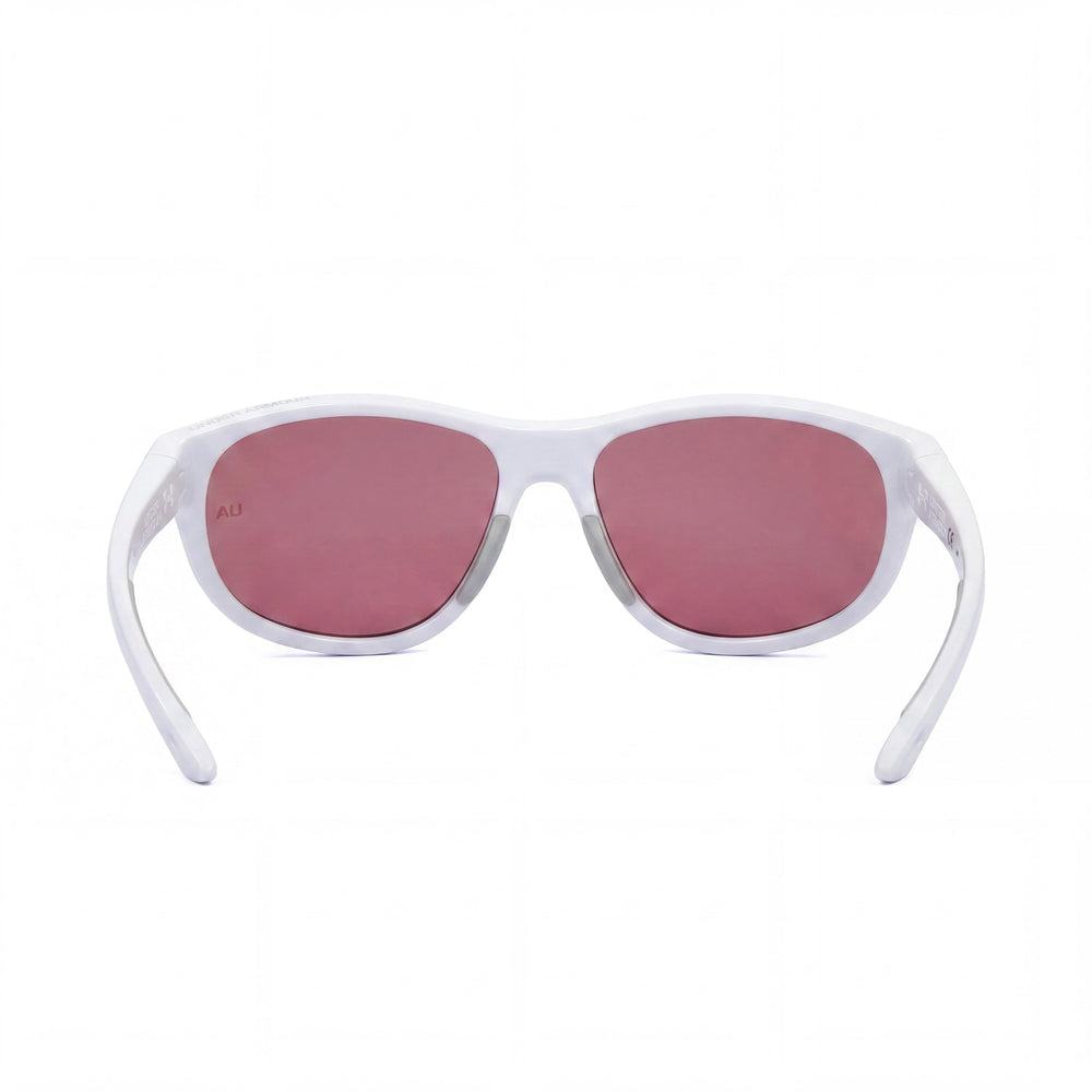 Gafas de sol unisex Under Armour Modern, marco blanco gris, lentes multicapa violeta azul, protección UV 400, no polarizadas, 59 mm