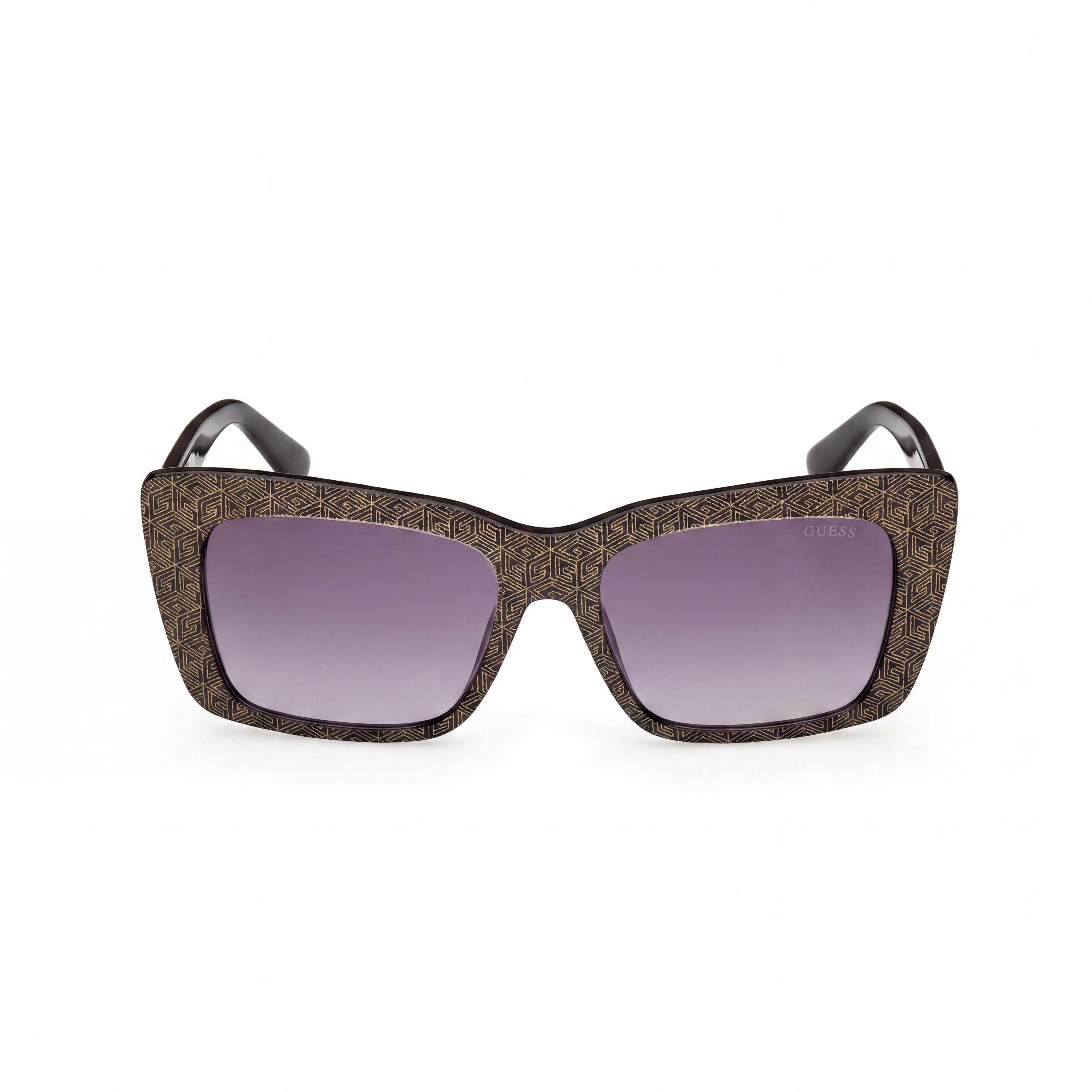 Guess Gafas de Sol para Mujer Modernas, Negras Brillantes, Plástico, Degradado Ahumado, Protección UV No Polarizada, 55mm, Photo 2