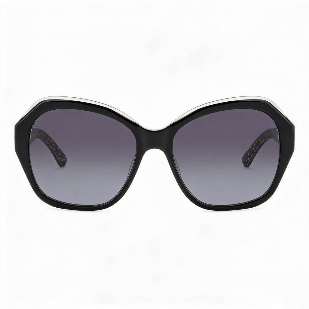 kate spade new york Lottie/G/S Gafas de sol para mujer de acetato negro polarizadas con cristales grises degradados 100 % protección UV 55 mm