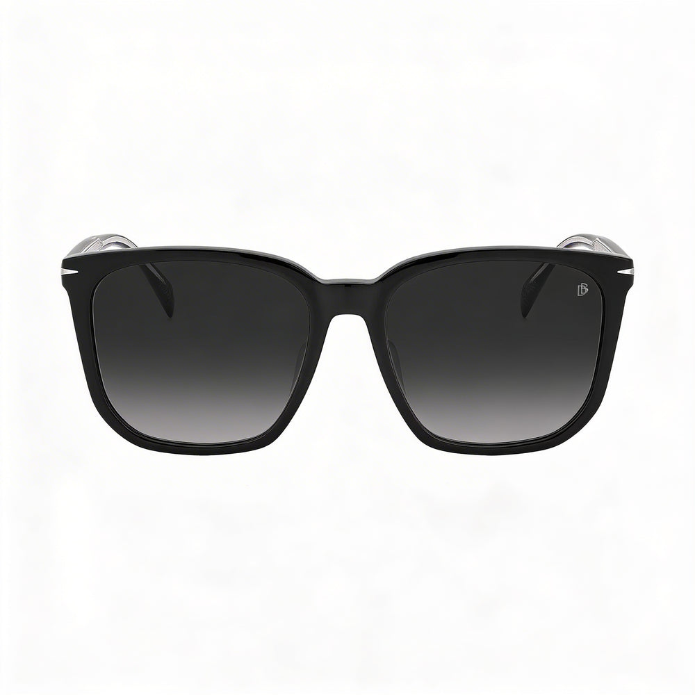 David Beckham Db 1071/F/S Men's Black Rectangular Acetate UV Protected Sunglasses with Dark Grey Shaded Lenses 57mm