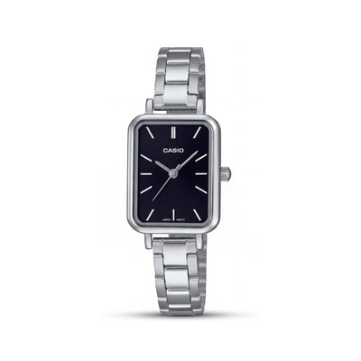Casio LTP-V009D-1EUDF Women's Quartz Movement Silver Black Stainless Steel Water Resistant Analog Watch 22mm