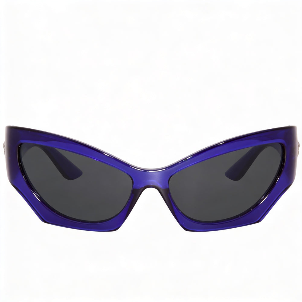 Gafas de sol Versace Cat Eye para mujer, transparentes, violeta, gris oscuro, de acetato, con protección UV, 60 mm
