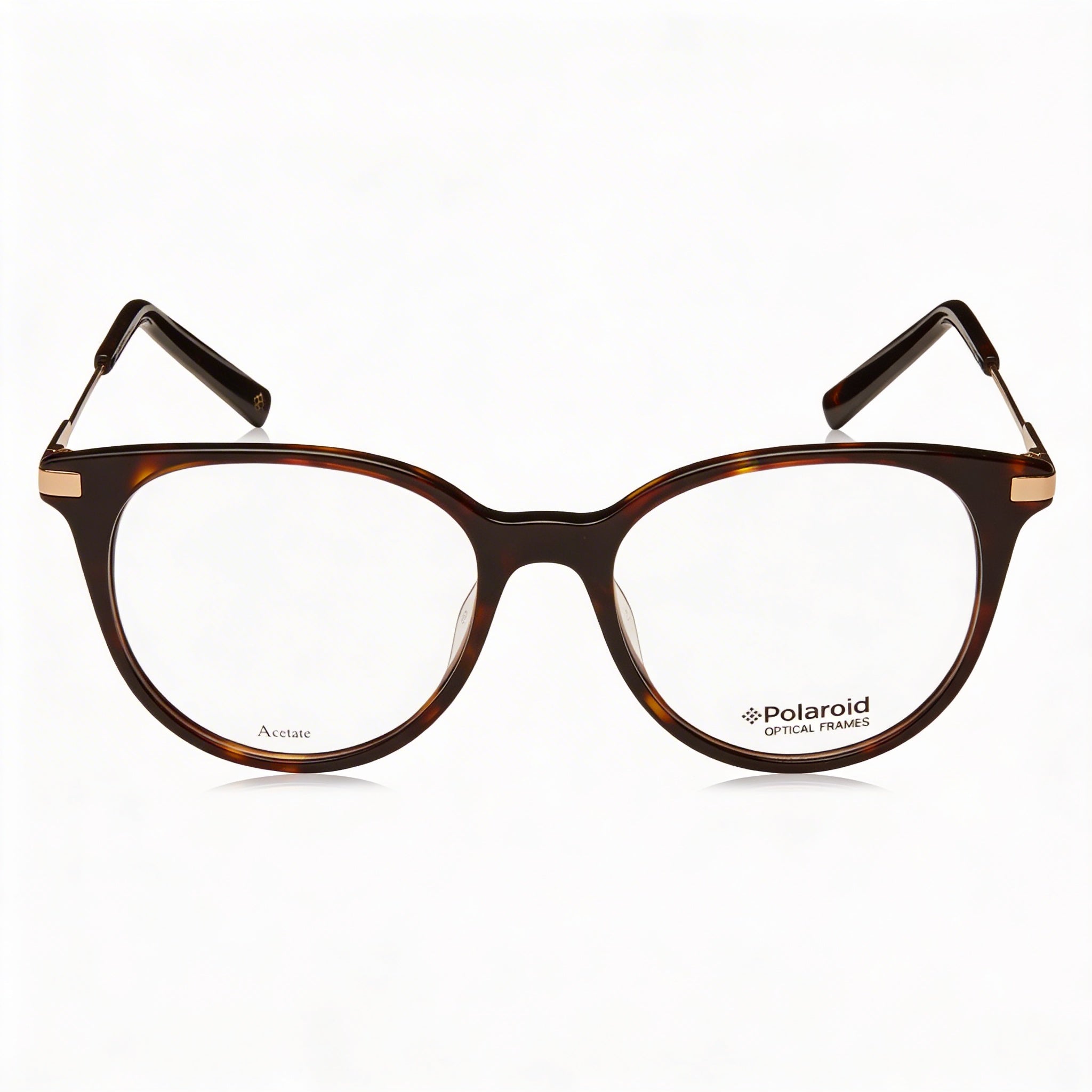 Polaroid Sunglasses Women's Modified Oval RX-able Plastic Eyeglasses Dunkel Havana Hell Gold 49mm, Photo 2