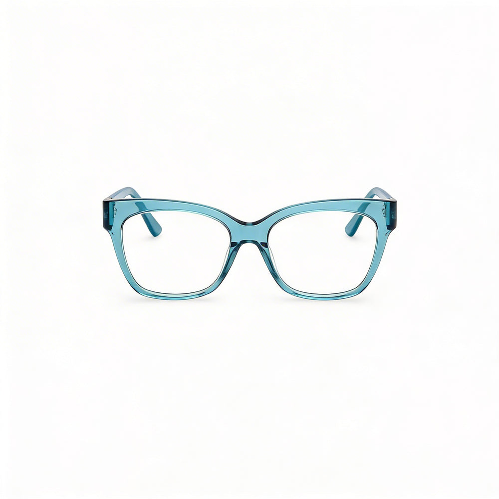 GUESS Women's Gu50233 Plastic Frame Eyewear with Transparent Polycarbonate Lenses in Turquoise Pearl, Size 53-17-140mm