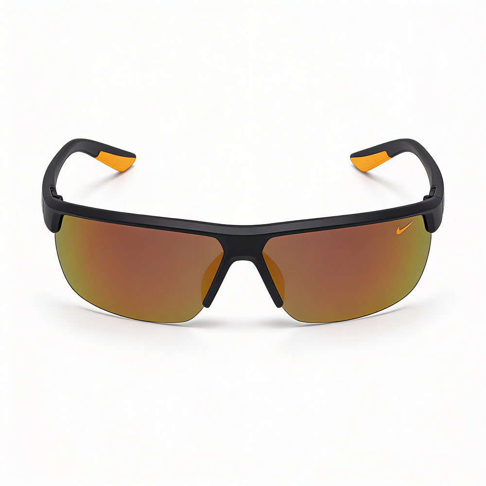 Nike Tempest Unisex Plastic Sunglasses, Gridiron Total Orange Frame, Brown Orange Mirror Lenses, 60mm UV Protected