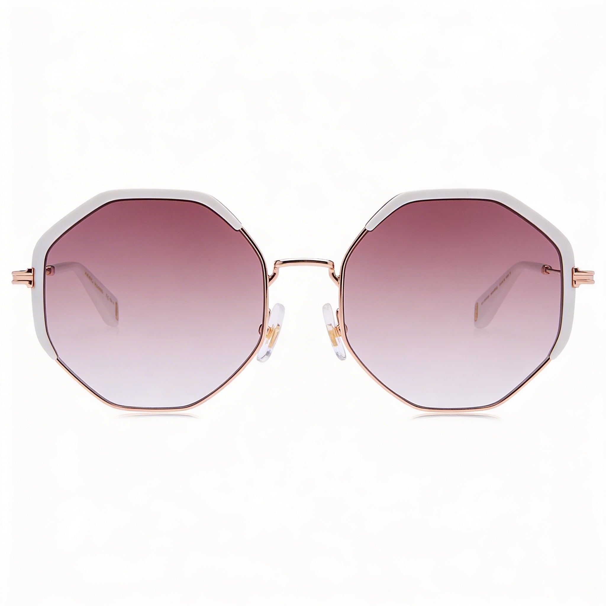 Gafas de sol Marc Jacobs casuales para mujer, con montura metálica de color blanco oro rosa y lentes de protección UV degradadas en color marrón, 56 mm, Photo 2