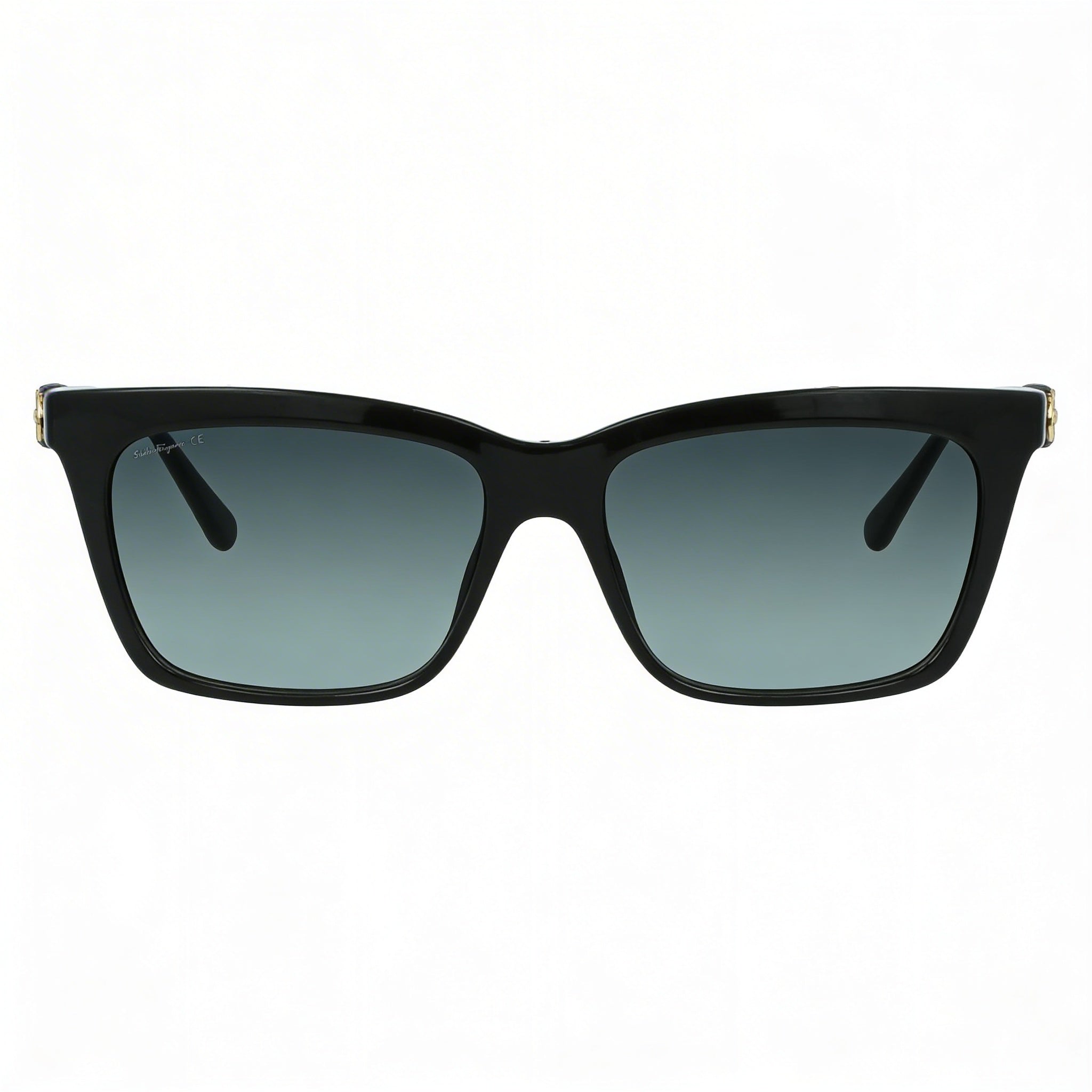 Gafas de sol cuadradas unisex Ferragamo Sf1027s, protección UV, montura de plástico en degradado de negro a gris, lentes azules en degradado, 55 mm, Photo 2