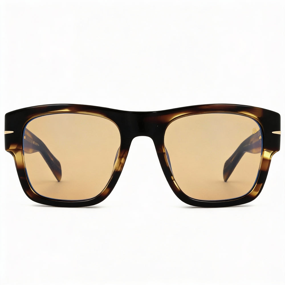 Gafas de sol David Beckham DB 7000/S Bold para hombre, con protección UV multicapa, de acetato, marrón, dorado y rayas, 52-20-145 mm