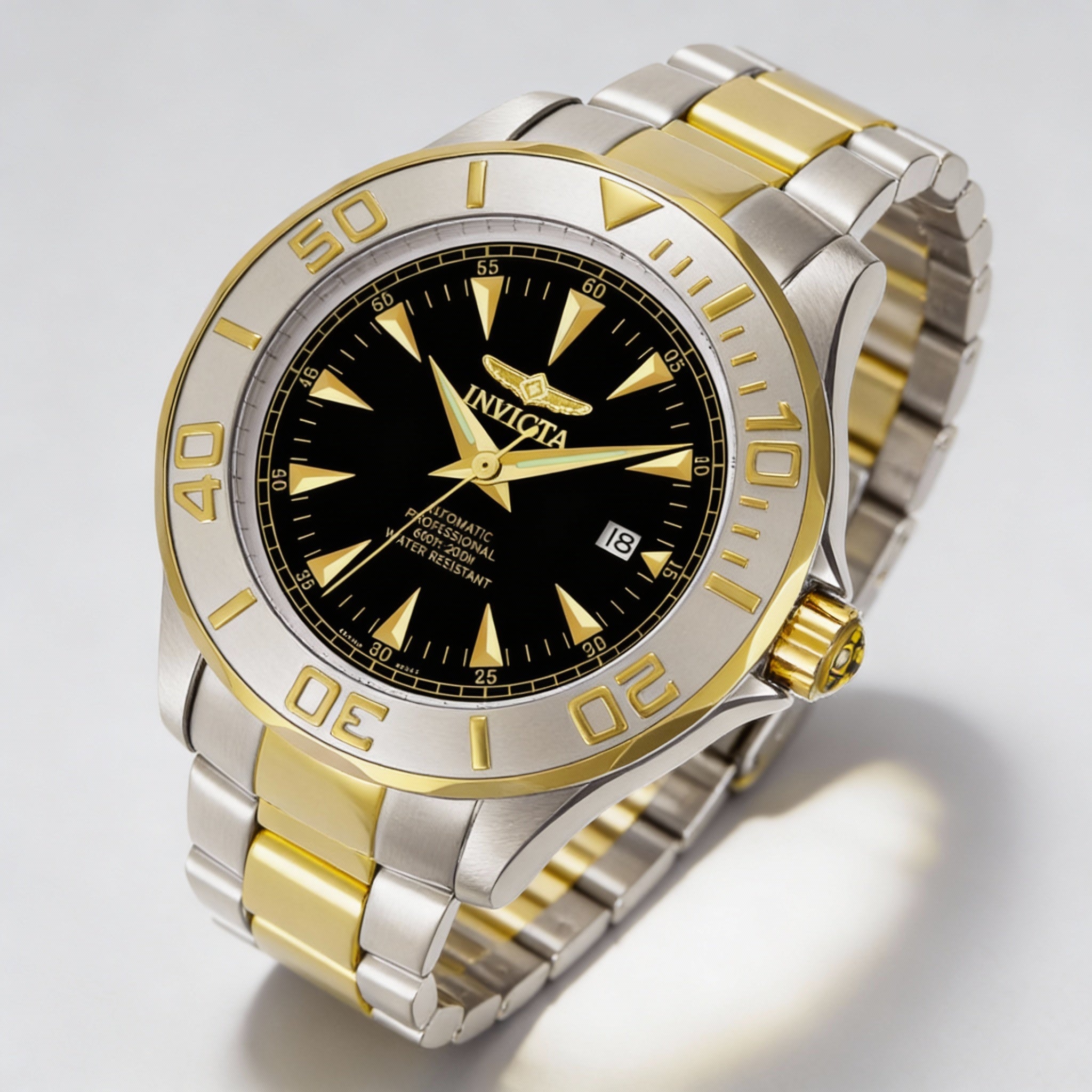 Invicta Signature Men's Automatic Silver Stainless Steel, Black Dial, 200M Water Resistant, Luminous Watch 47mm, Photo 1