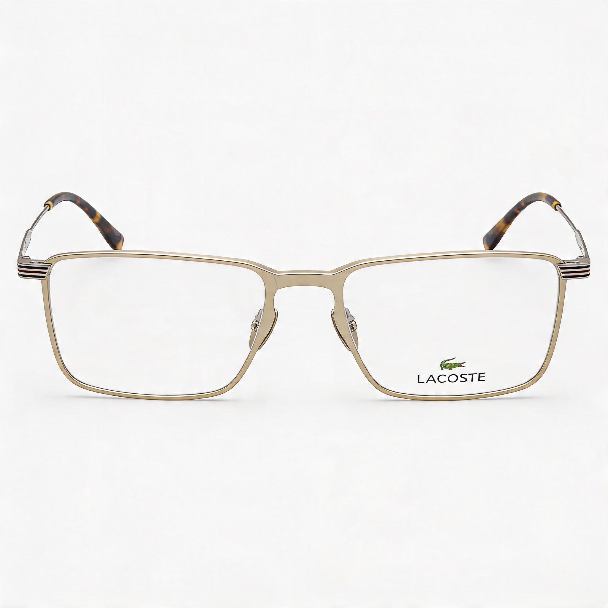Gafas Lacoste L2285E unisex, cuadradas clásicas, de montura completa, acero de aleación dorado semimate, 54 mm de ancho de lente, Photo 2