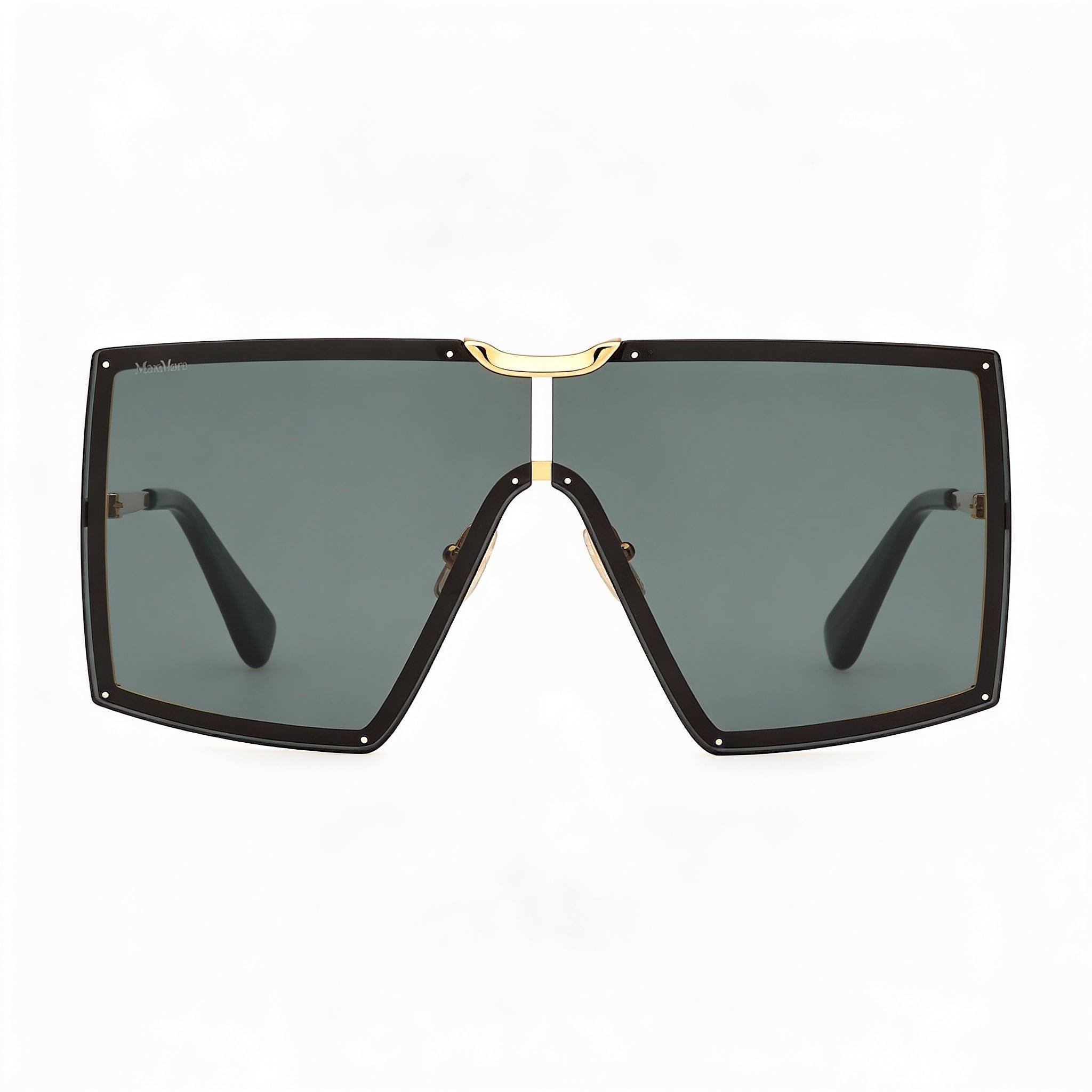MaxMara Mm0117 Women's Acetate Frame Shiny Deep Gold Polycarbonate Lens Non- Eyewear 69mm, Photo 2